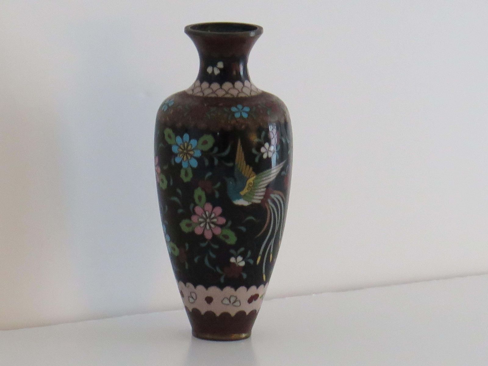 Chinese Cloisonné Vase, Bronze With Phoenixes, Mid 19th Century, Qing photo Home Decor