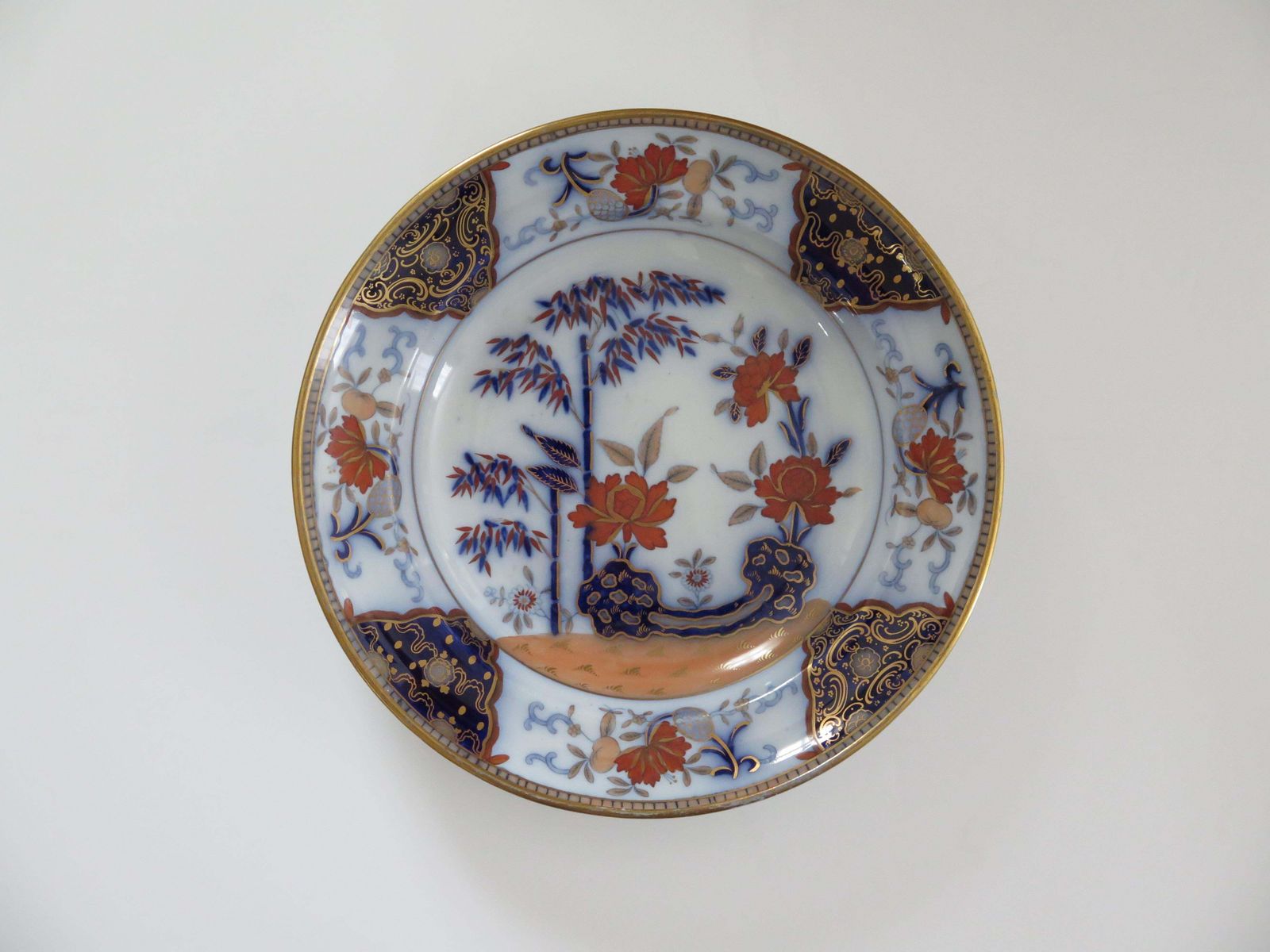 Set Of Six Antique Ironstone Soup Bowls, Bamboo Pattern By Davenport, Circa 1815 photo buy