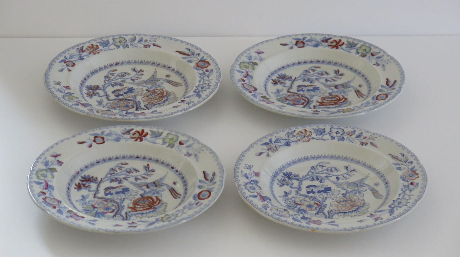 Mason's Ironstone soepkommen, set van vier, Flying Bird-patroon, ca. 1870 photo Woonaccessoires