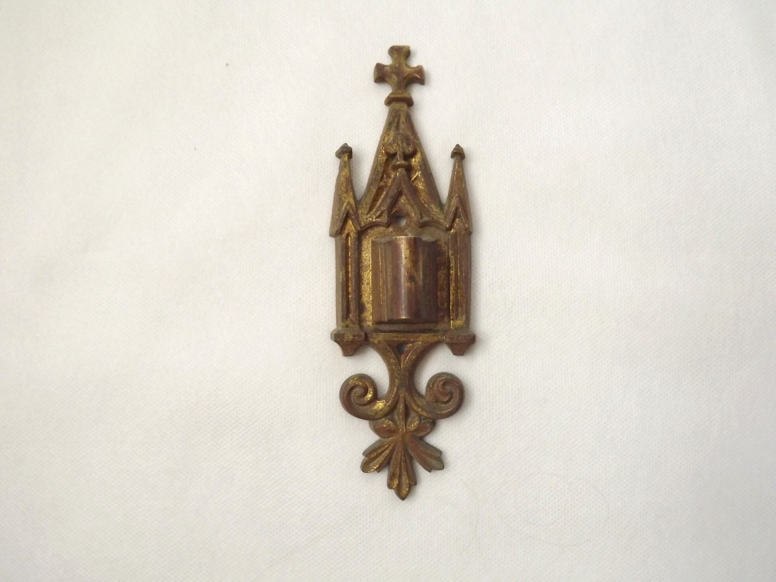 Ensemble de trois appliques murales d'église gothiques en bronze doré, style néo-gothique français photo 1200.0