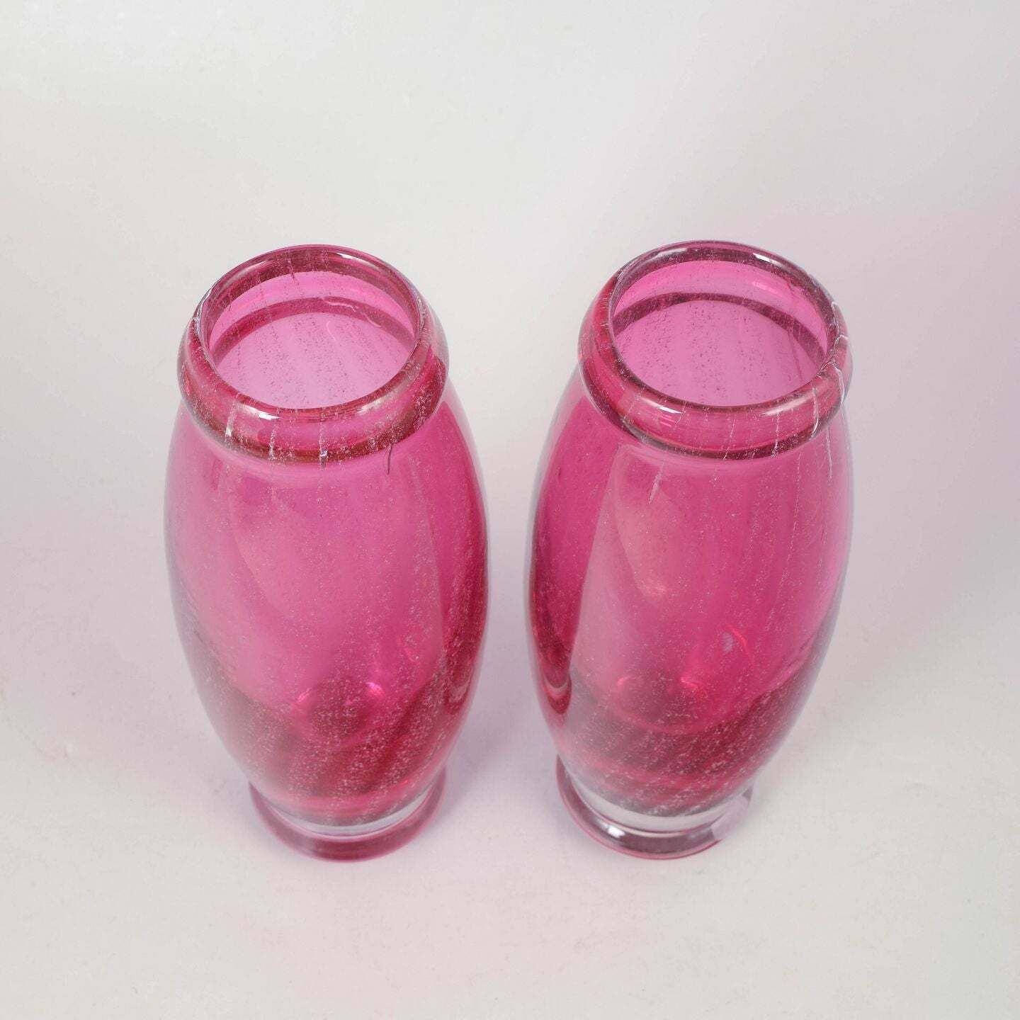 Chribska Glassworks. Ensemble de deux vases en verre artistique rose, années 1990 photo furniture