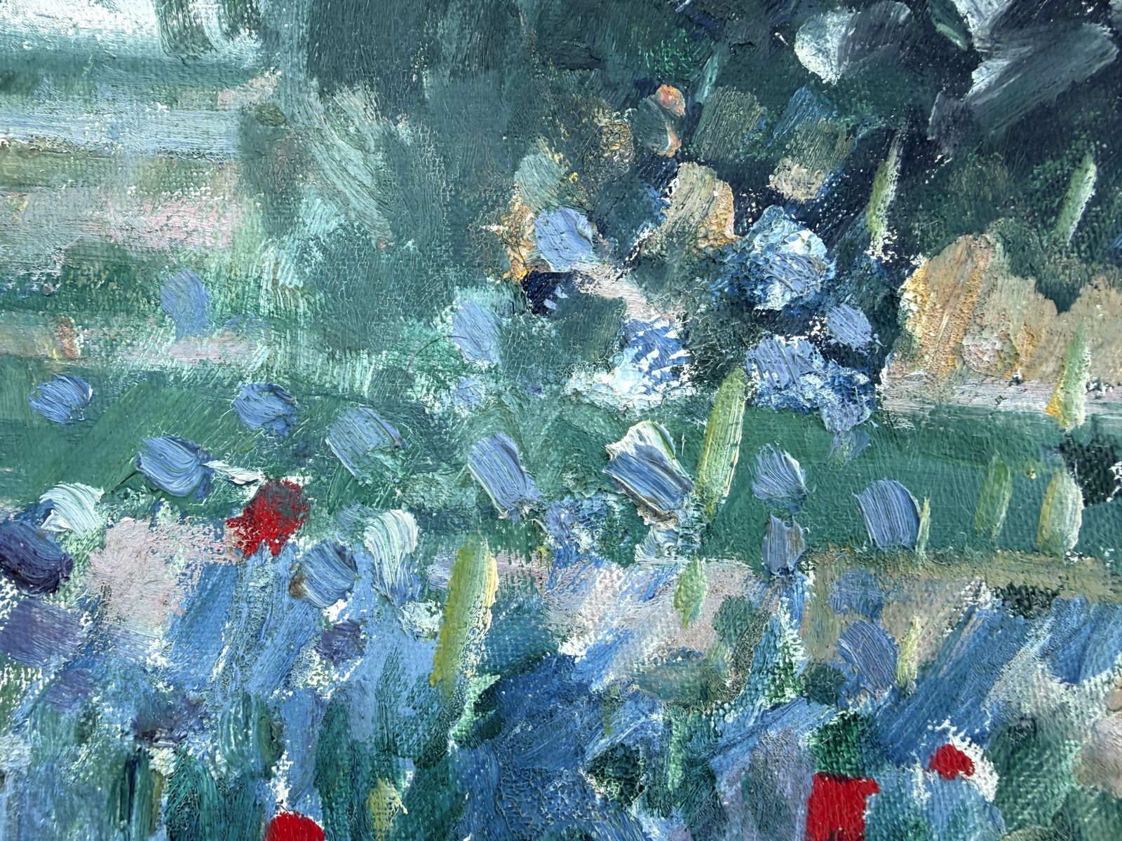 Rafael Duran Benet Fauvist Spanish Wildflower Landscape In Andalucia Mediterranean Oil Painting 1990s photo 500.0