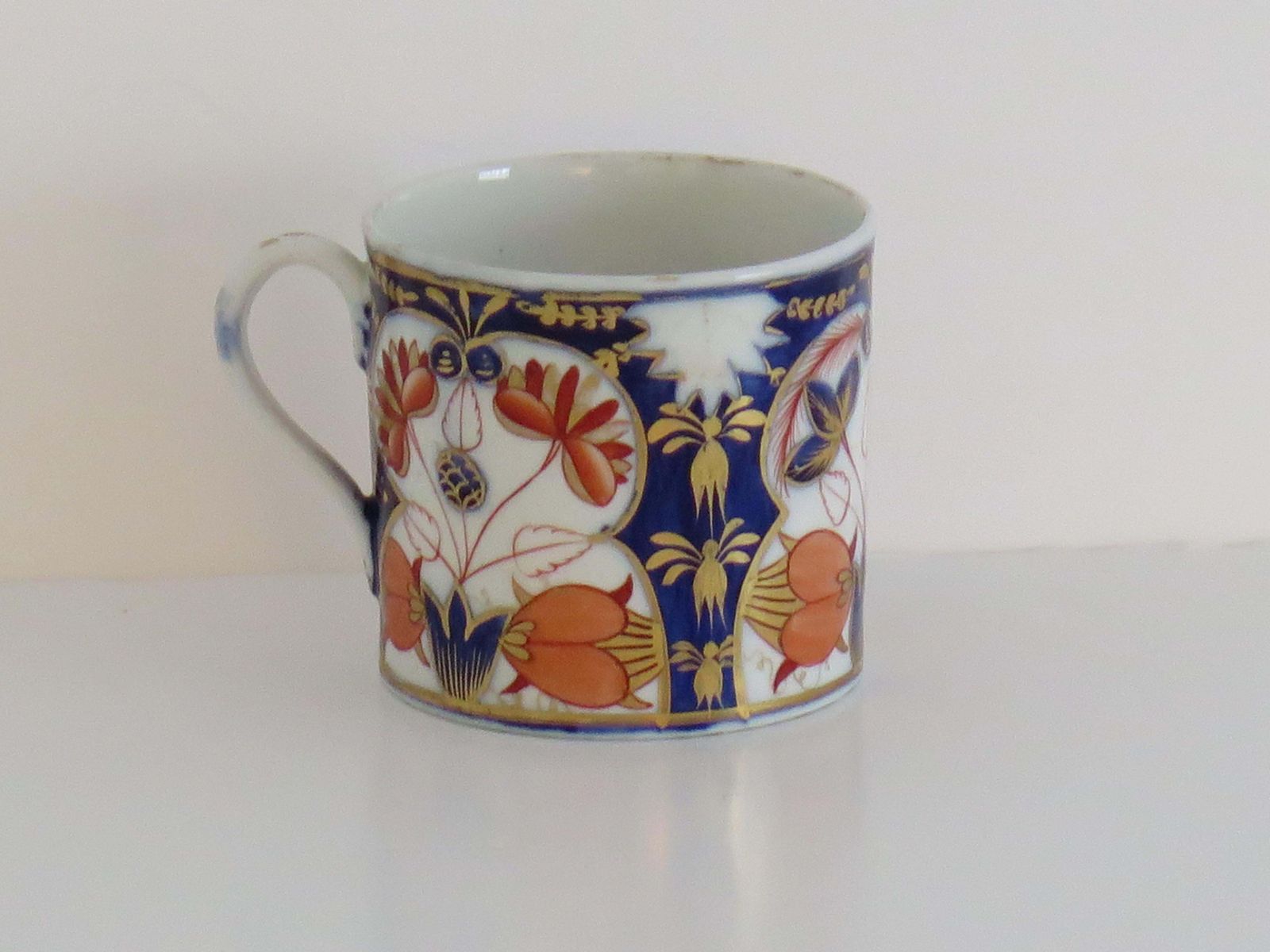 195.0 Georgisch Coalport Porselein Koffiekopje, Handgeschilderd, ca. 1810 photo