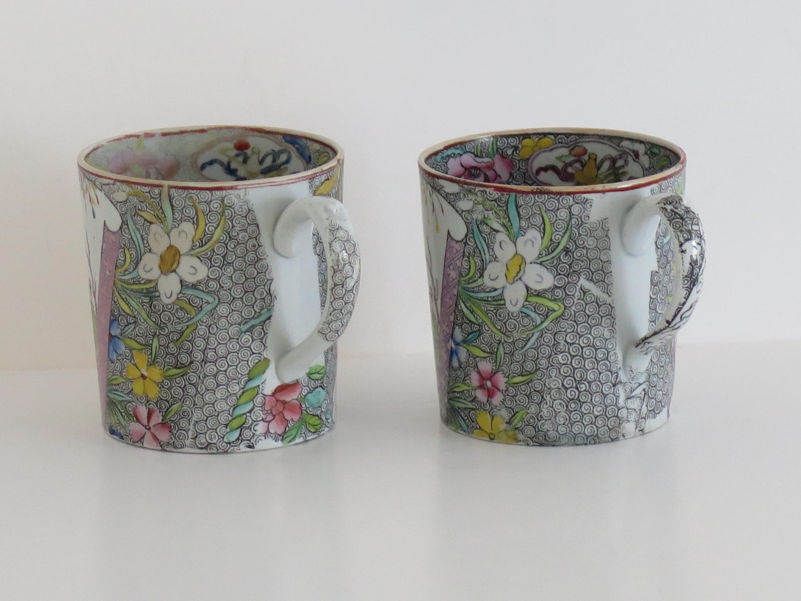 Mason's Ironstone Mugs, Chinese Scroll Pattern, Rare, ca. 1818 photo buy