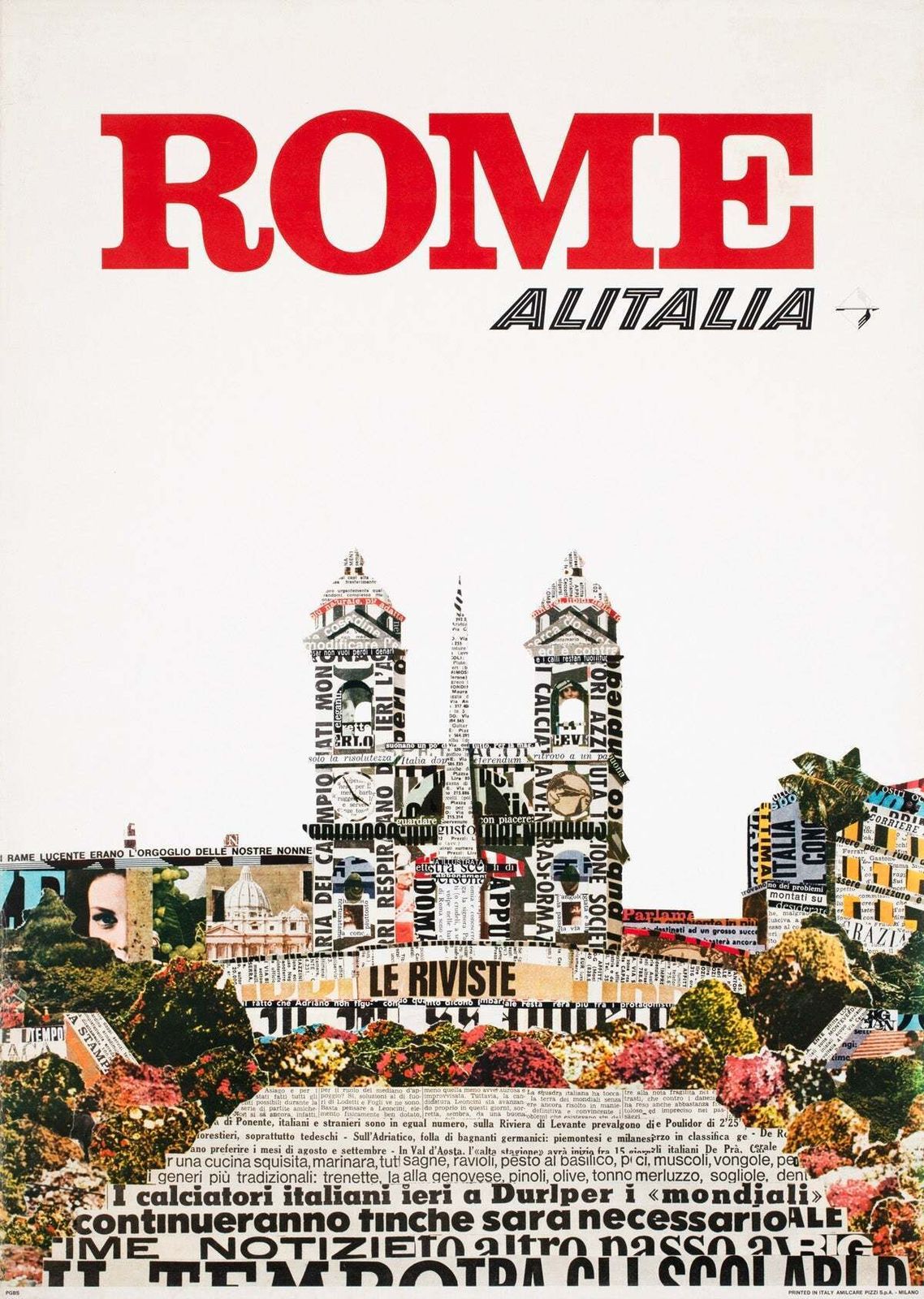 Rome 1966 Alitalia Airline Travel Poster, Harmut Hielscher.