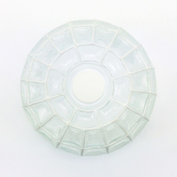 Pair Of Mid Century Modern White Iron & Glass Ceiling Lights From Limburg, Germany, 1960s/1970s photo vintage