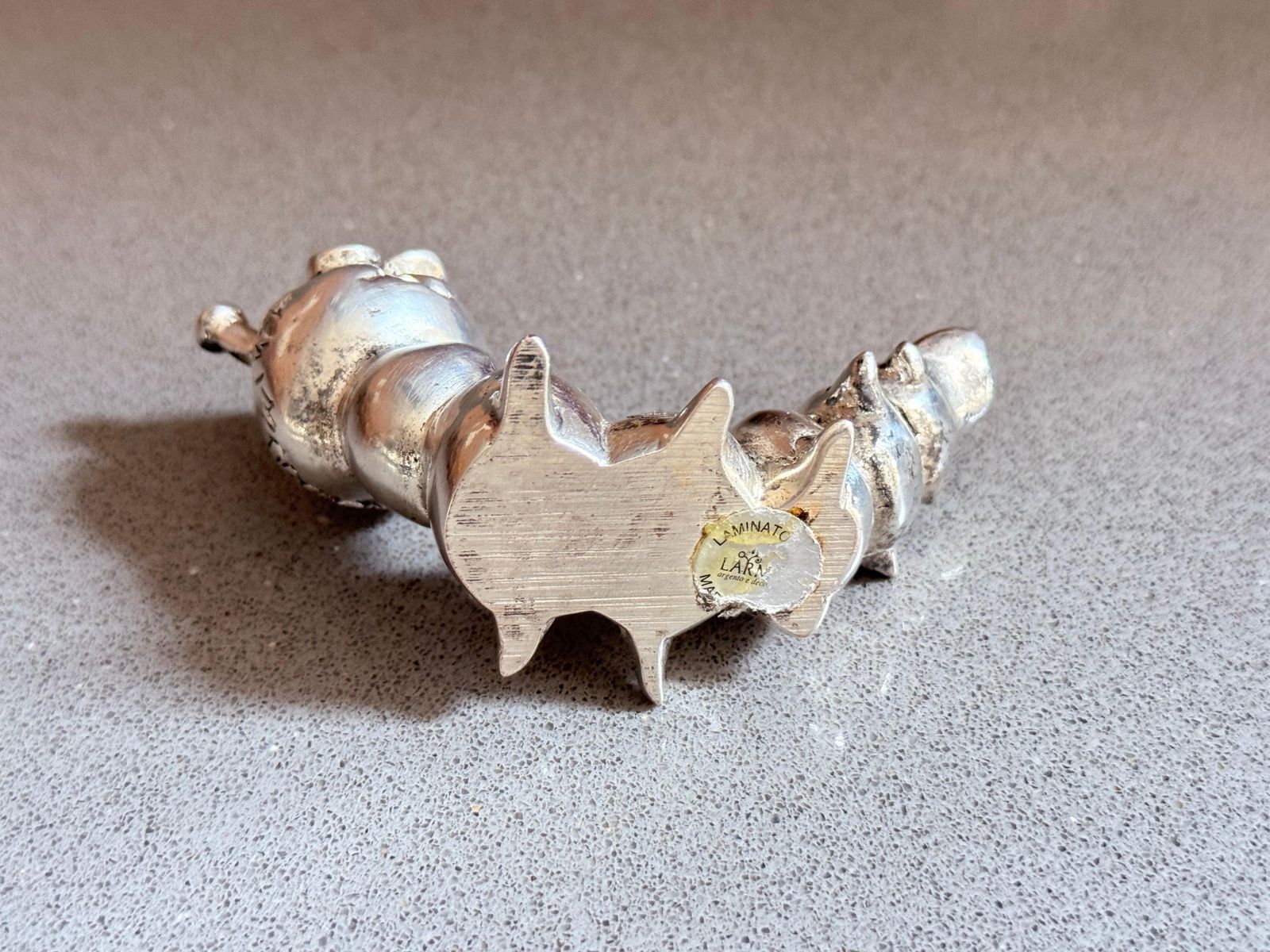 Antique Silver Plated Caterpillar, Italian Sculpture Whimsical Decorative Figure photo Art