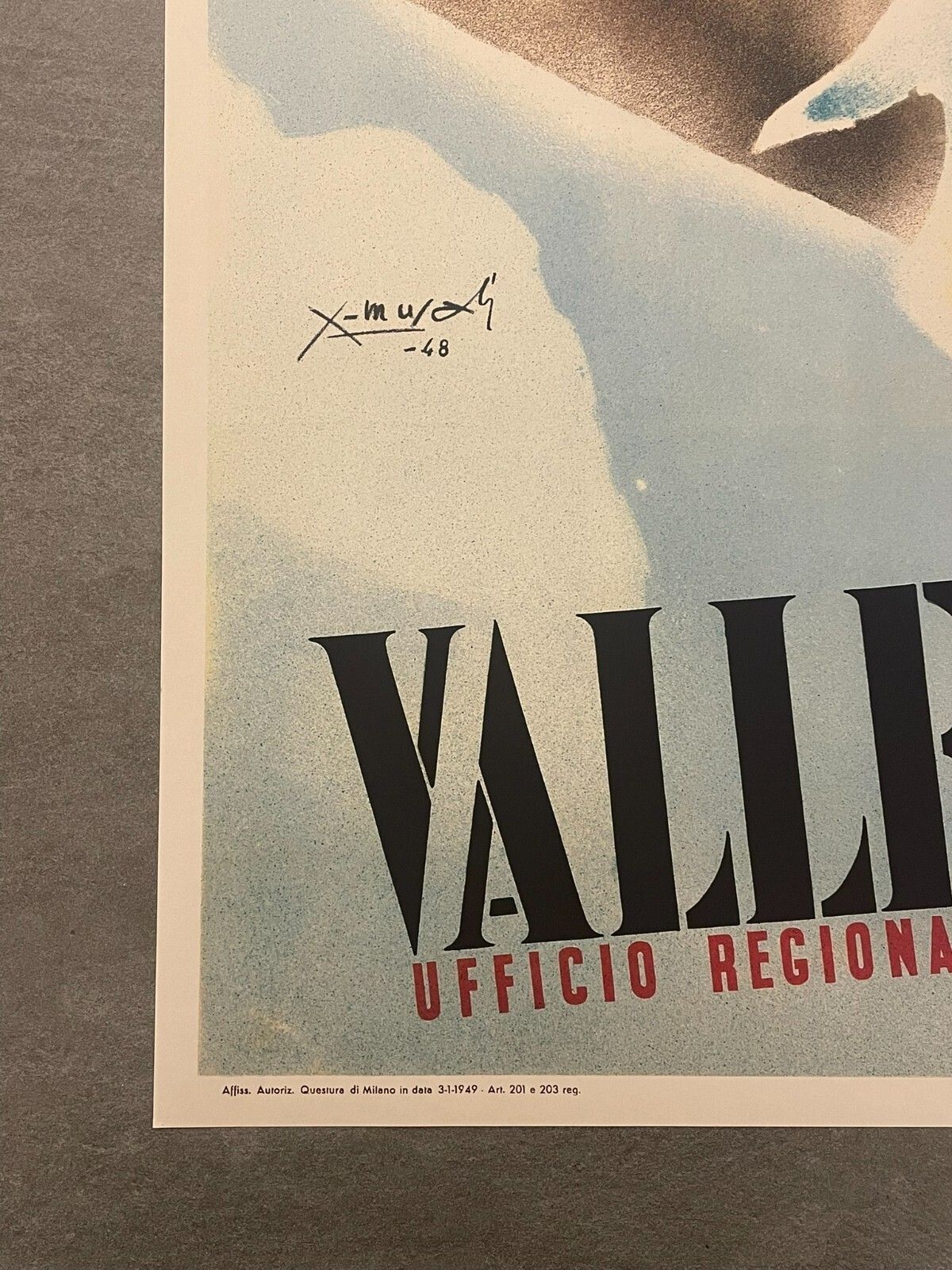 Affiche vintage Arnaldo Musati, Valle d'Aosta (Aoste), vers 1980, 98,5 x 68,5 cm photo vinterior