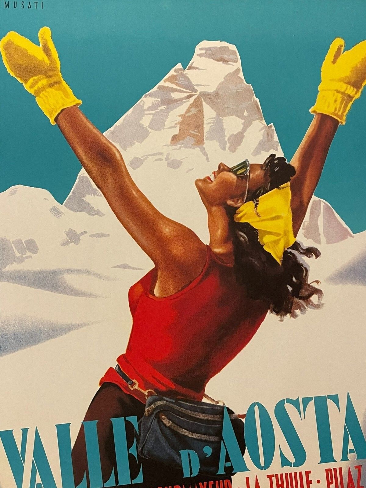 600.0 Arnaldo Musati, ca. jaren 1980, Valle D'Aosta, vintage poster, 98,5 x 68,5 cm photo