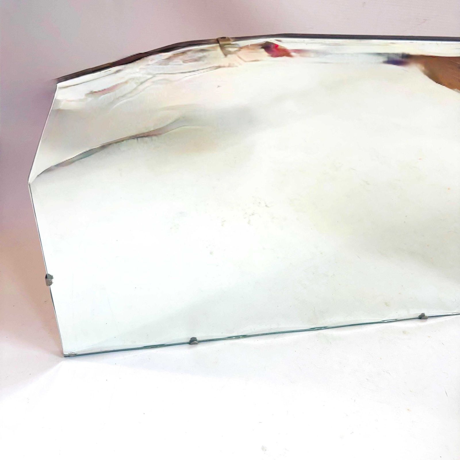 photo buy Art Deco Scalloped Frameless Mirror ca. 1930 - Vintage Spiegel met Geslepen Rand en Ophangketting