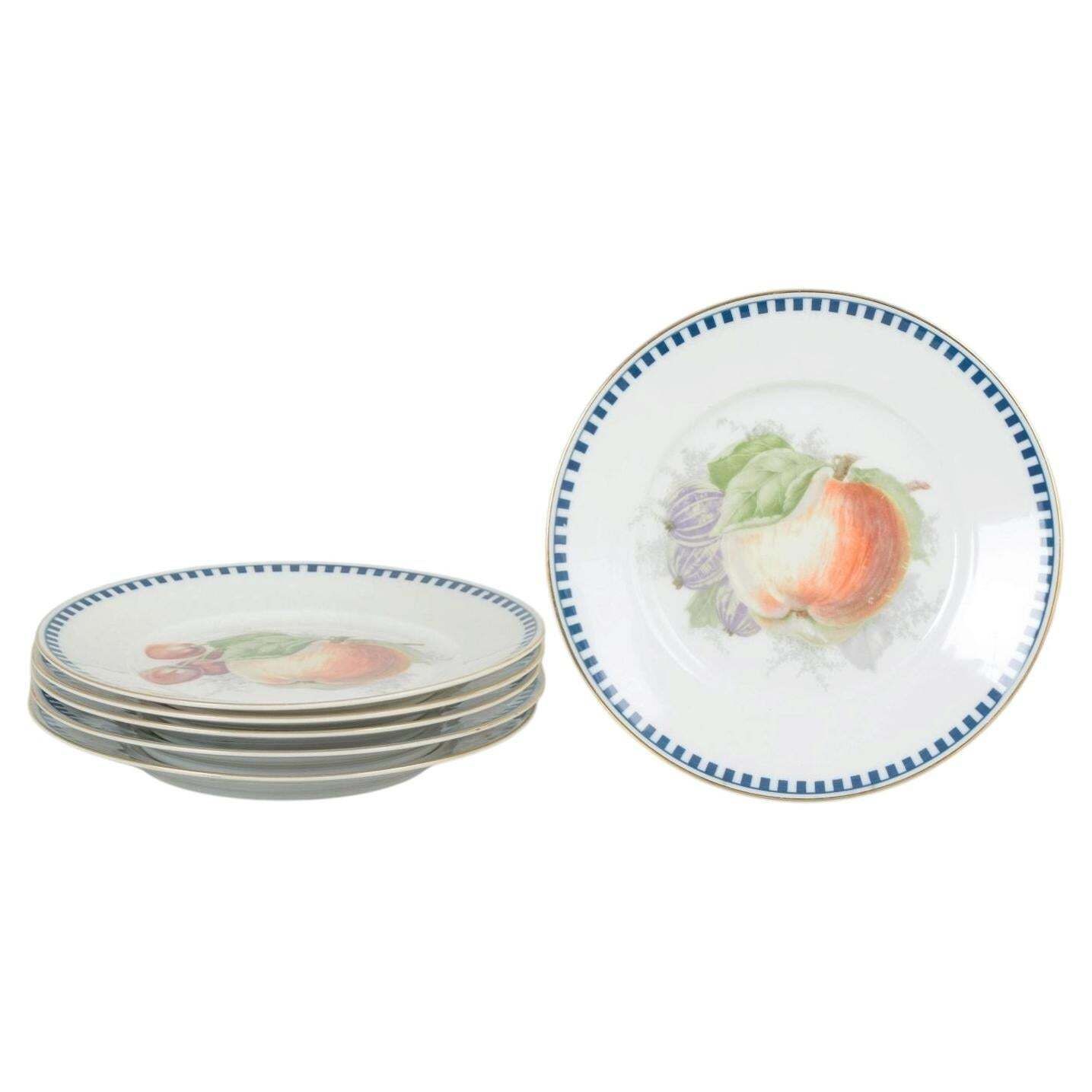Rosenthal, Duitsland. Set van zes porseleinen borden met fruitmotieven, jaren 1930