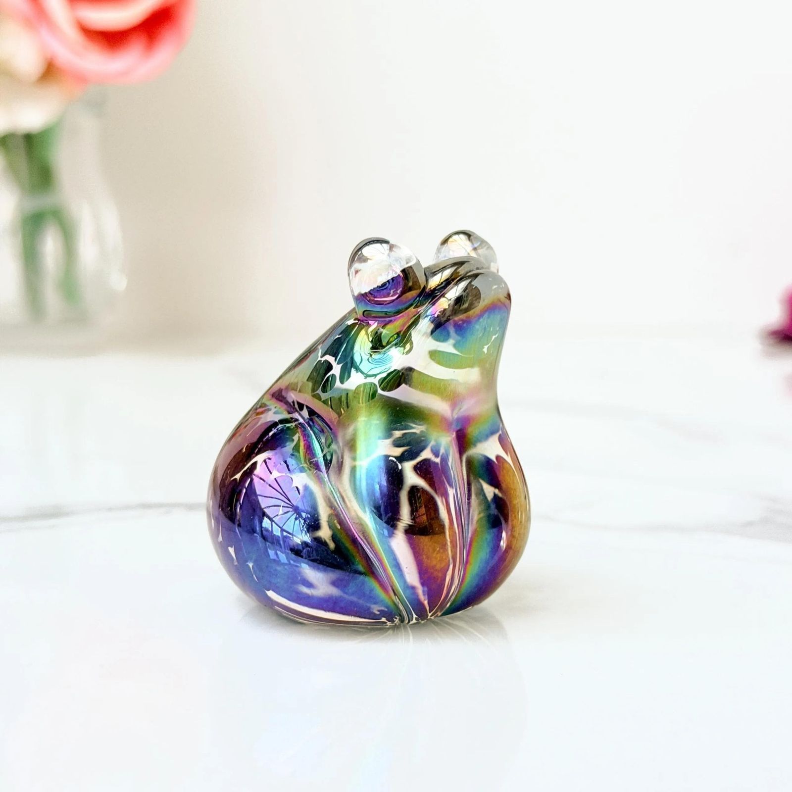 John Ditchfield Iridescent Art Glass Frog Figurine Paperweight Vintage photo Home Decor