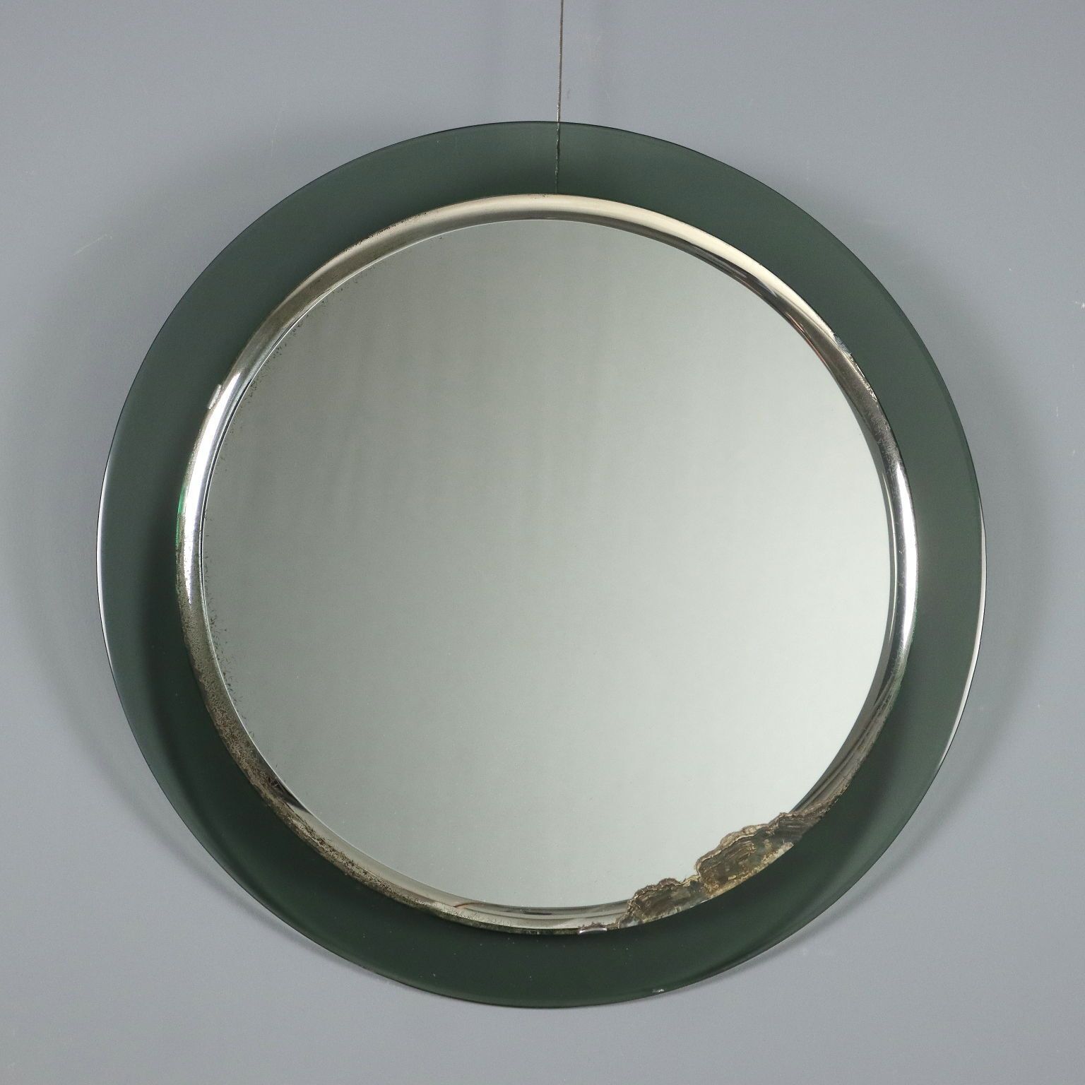 Vintage Ronde Spiegel Glas Design Italië jaren 1960