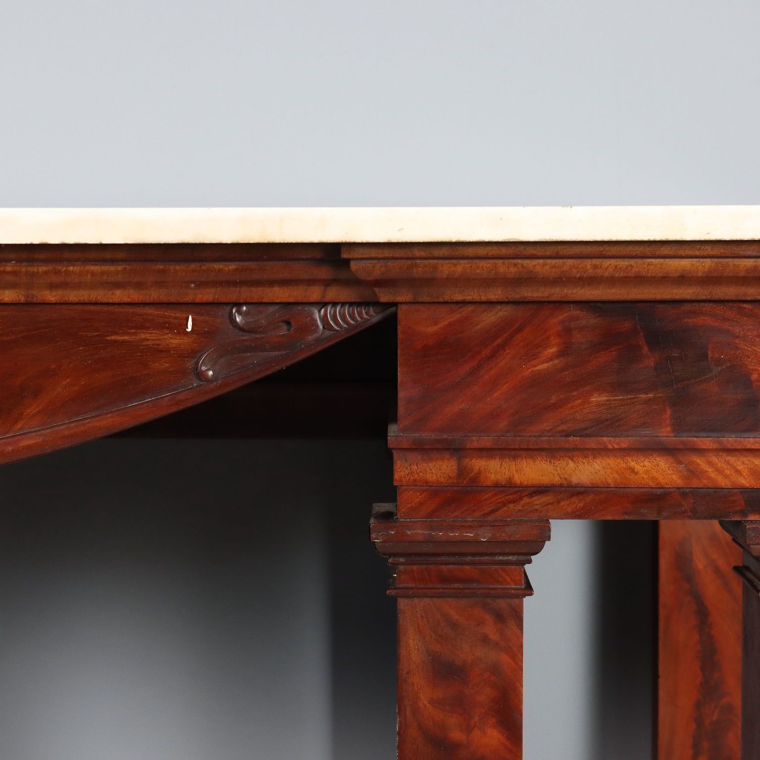 Empire consoletafel Wit Marmer Mahonie 19e Eeuw photo Meubels