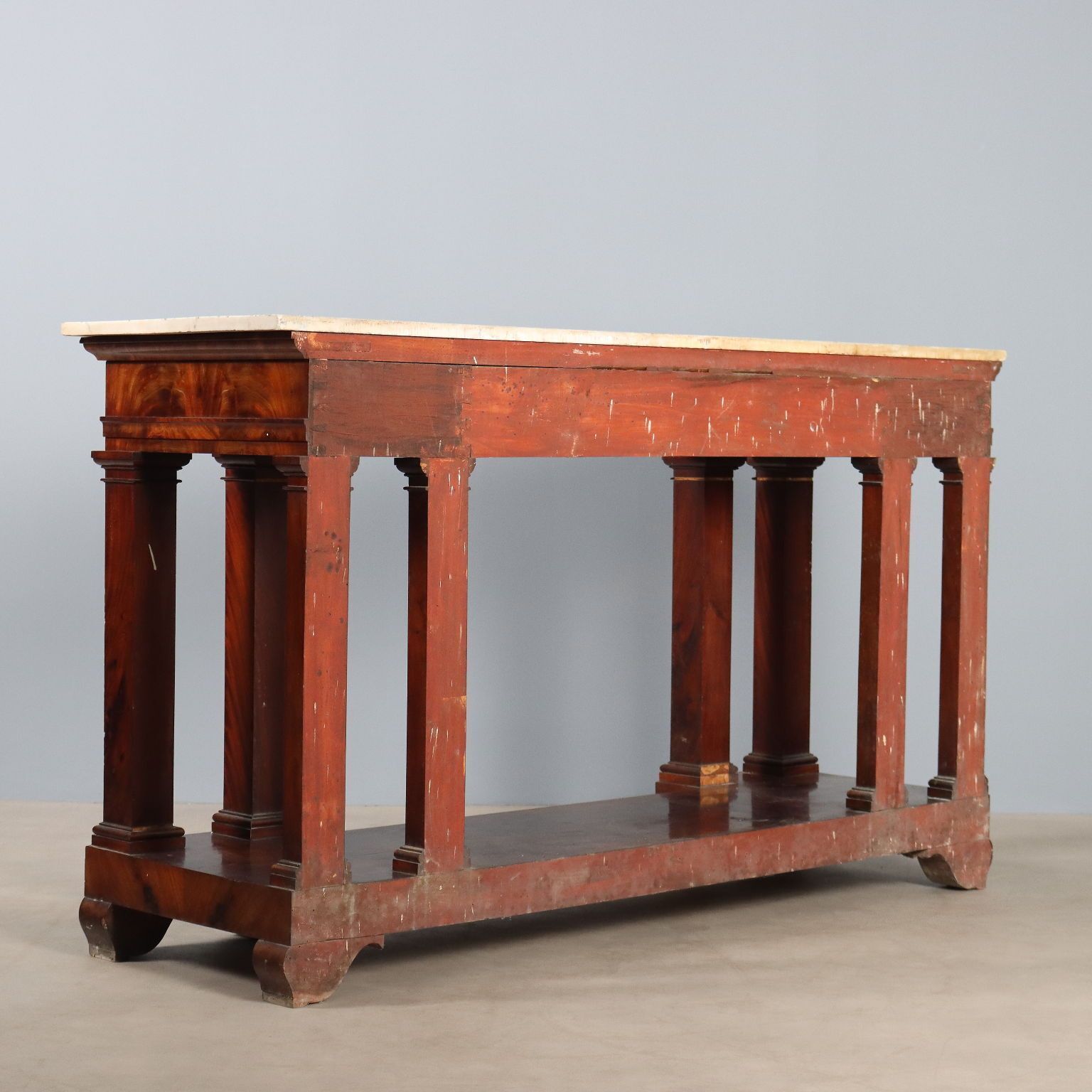 Meubels Empire consoletafel Wit Marmer Mahonie 19e Eeuw photo