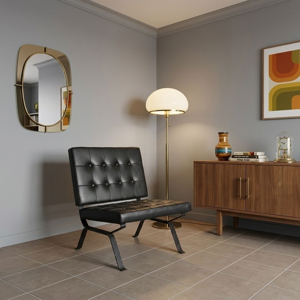 Vintage Fauteuil Metalen Frame Zwart Kunstleer Design Italië jaren 1970 photo furniture