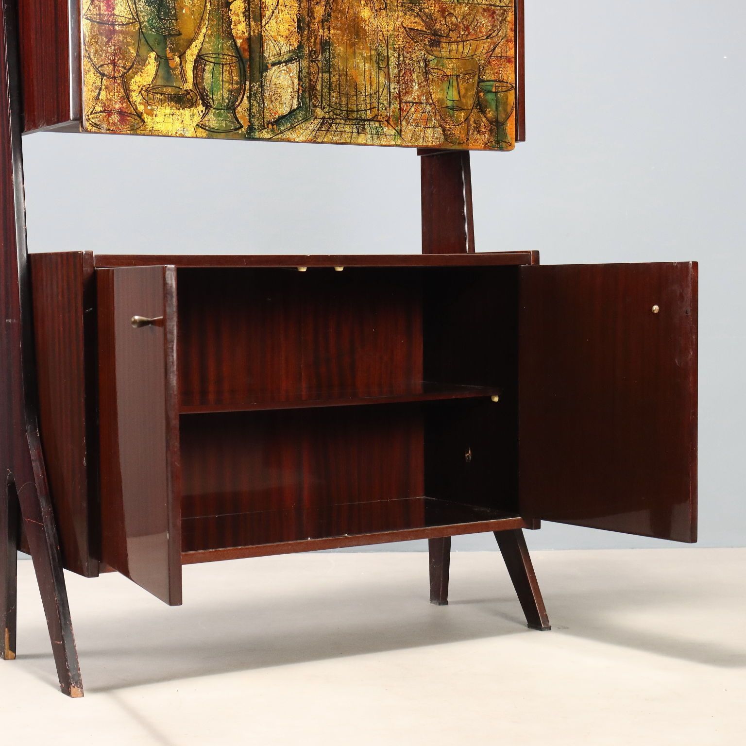 Vintage Bar Cabinet Mahogany Flap Compartment Design 1960s photo 760.0