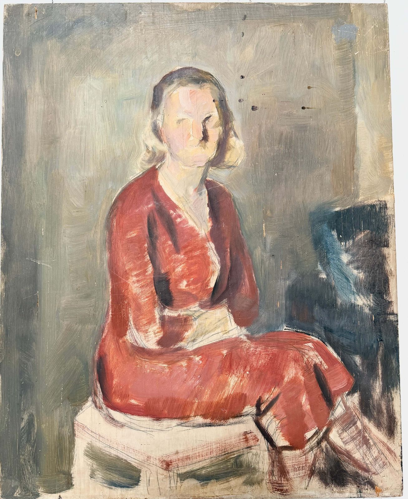 The Secret Romance. Landscape With Portrait. 1933. Double Sided Oil Painting By Gösta Wesström photo furniture