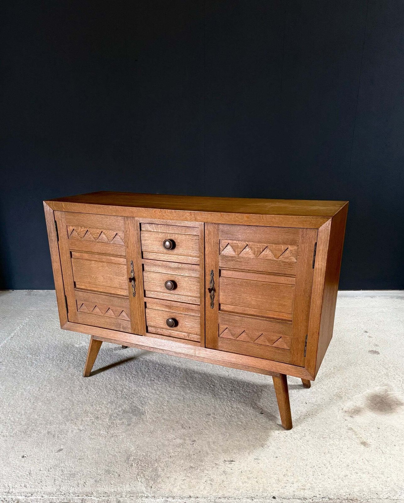 Reconstruction Modernist Design Oak Cabinet, France 1940's photo for sale