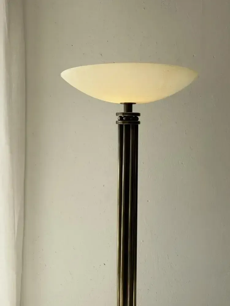 Lumiere Messing Vloerlamp Met Glazen Uplighter Frankrijk jaren 1980 photo vinterior