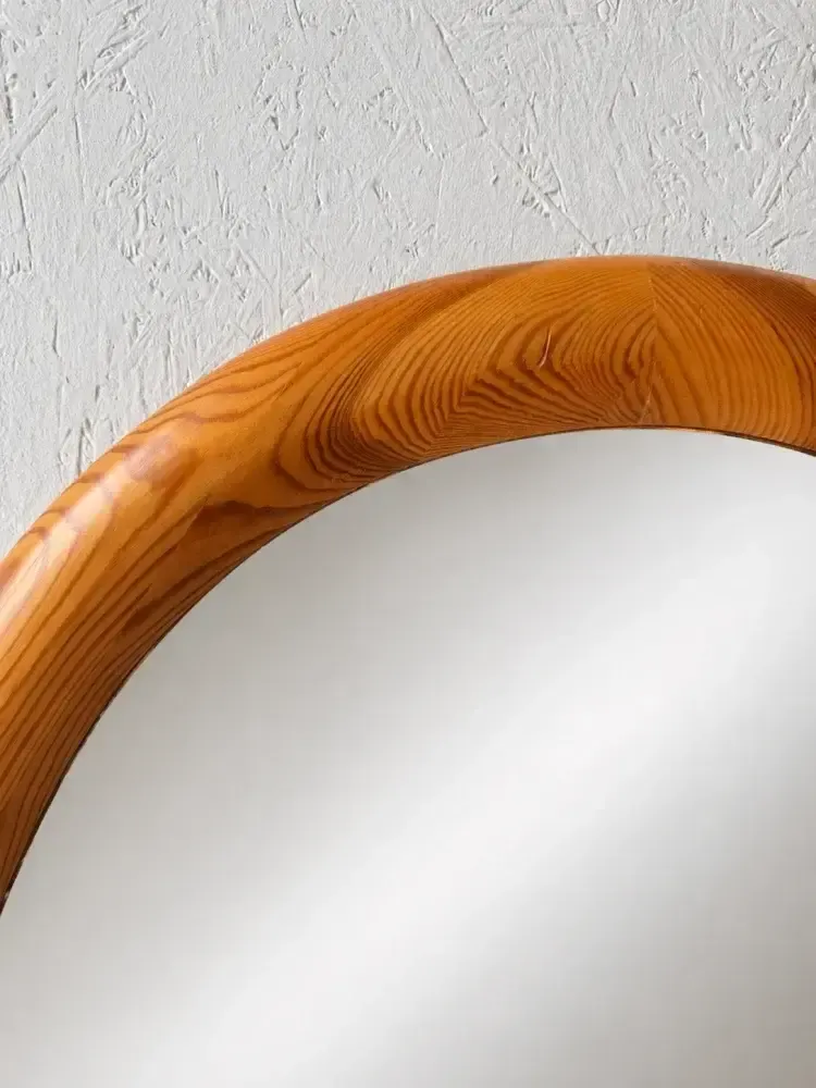 Ovale Grenen Spiegel Glasmaster Markaryd Zweden jaren 1970 photo furniture