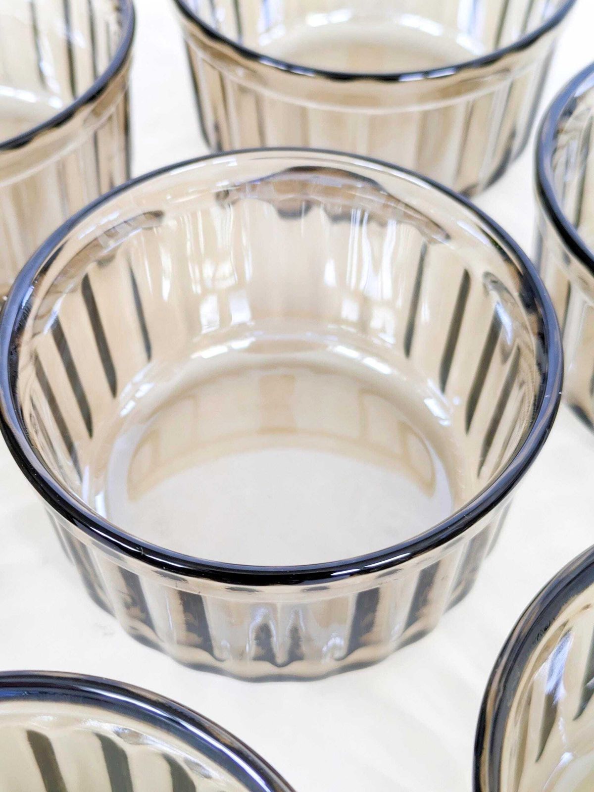 Vintage Arcuisine Smoked Glass Ramekins Set Of 8 1970s 80s Soufflé Or Dessert Dishes photo 88.0