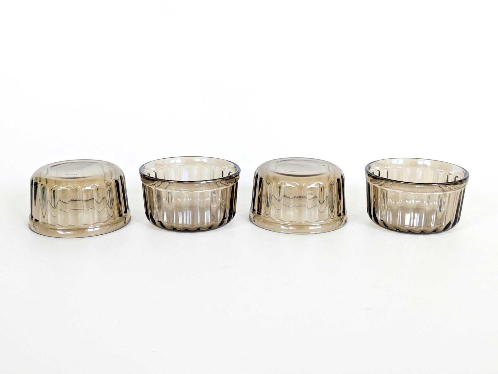 Home Decor Vintage Arcuisine Smoked Glass Ramekins Set Of 8 1970s 80s Soufflé Or Dessert Dishes photo