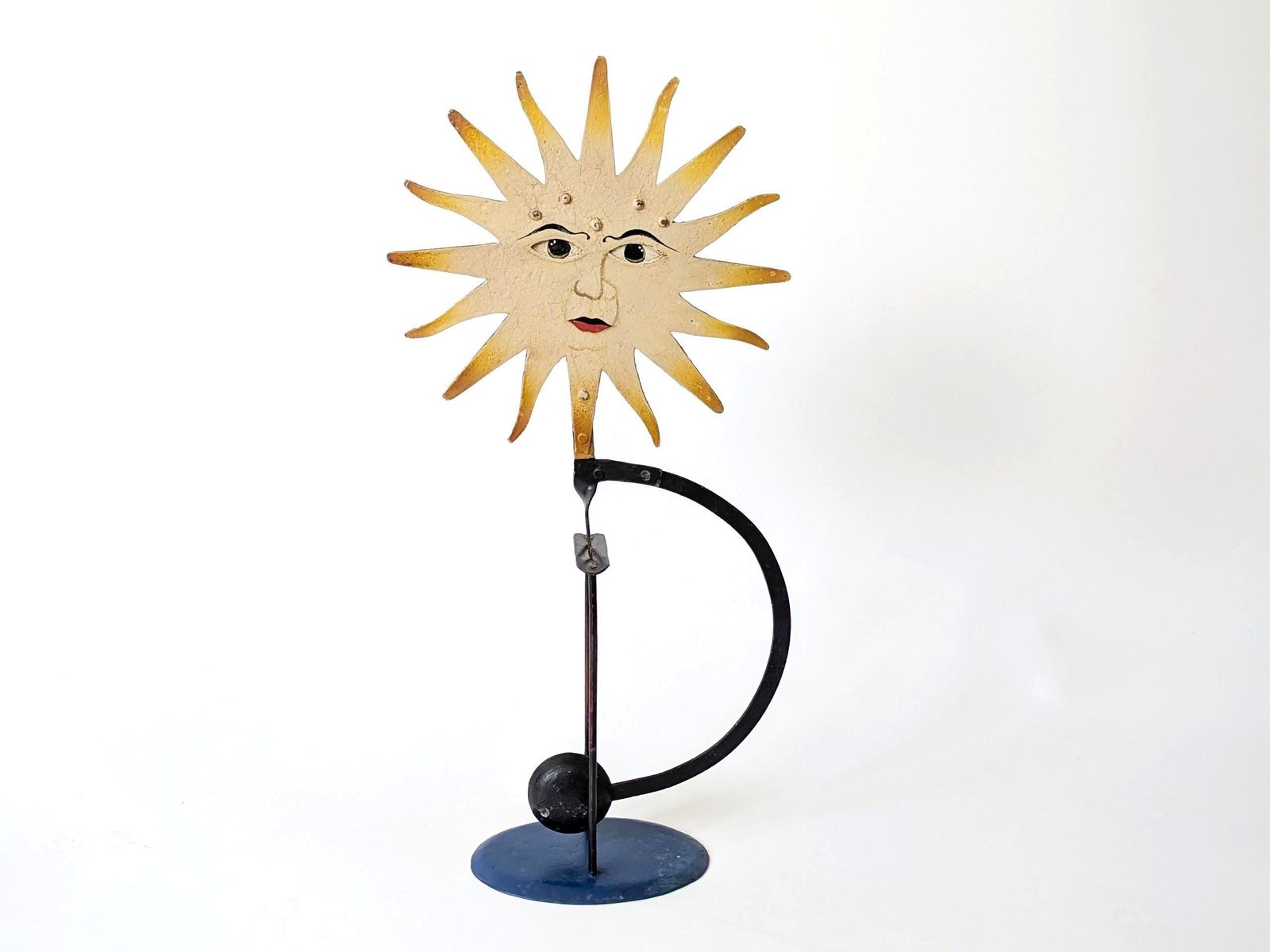 Vintage Anamorfisch Zonnegelaat Pendulumbeeldhouwwerk, Art Deco Stijl, Kinetisch Balanceerkunstwerk