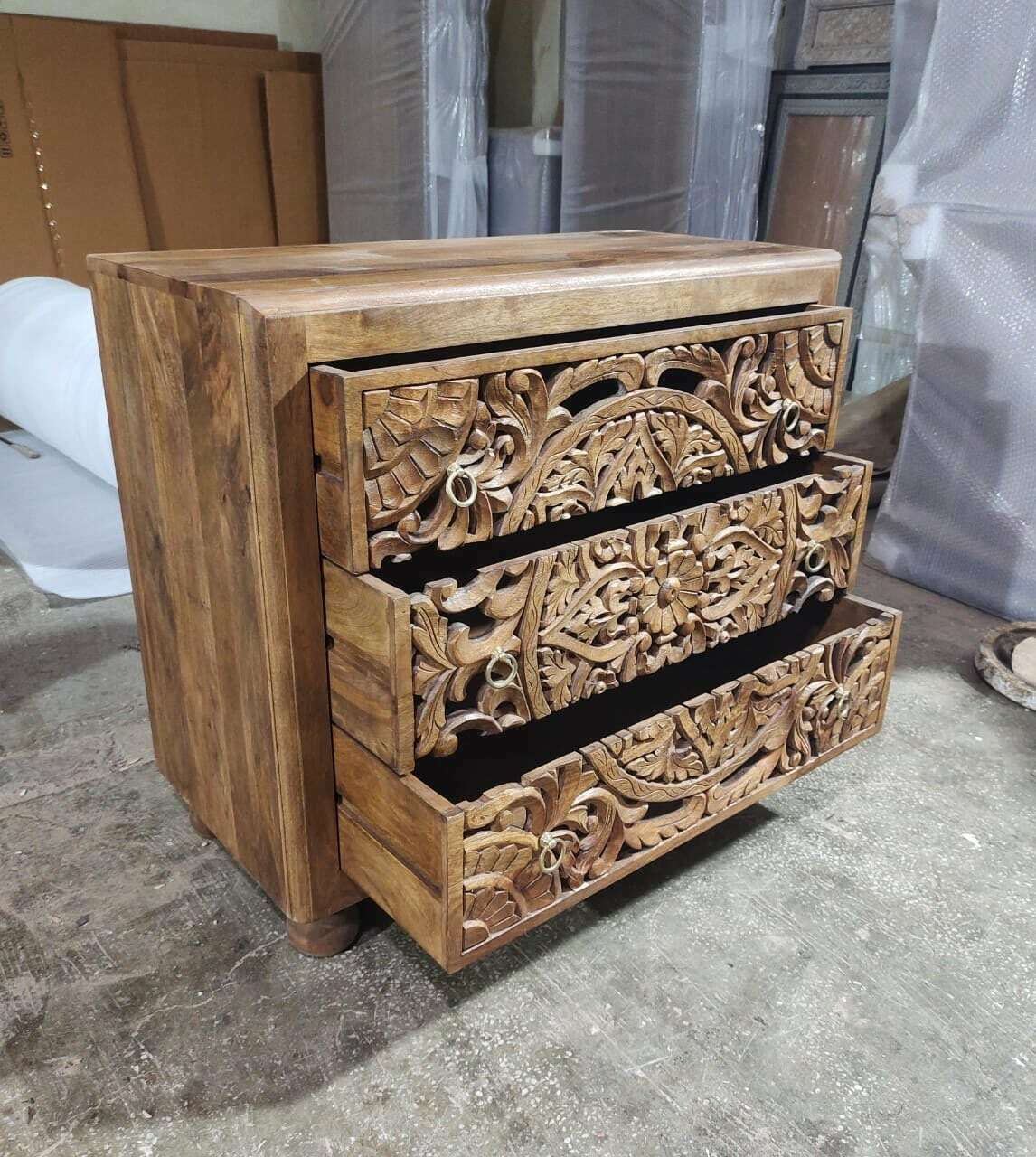 Carved Chest Of Drawers Made From Mango Wood photo for sale