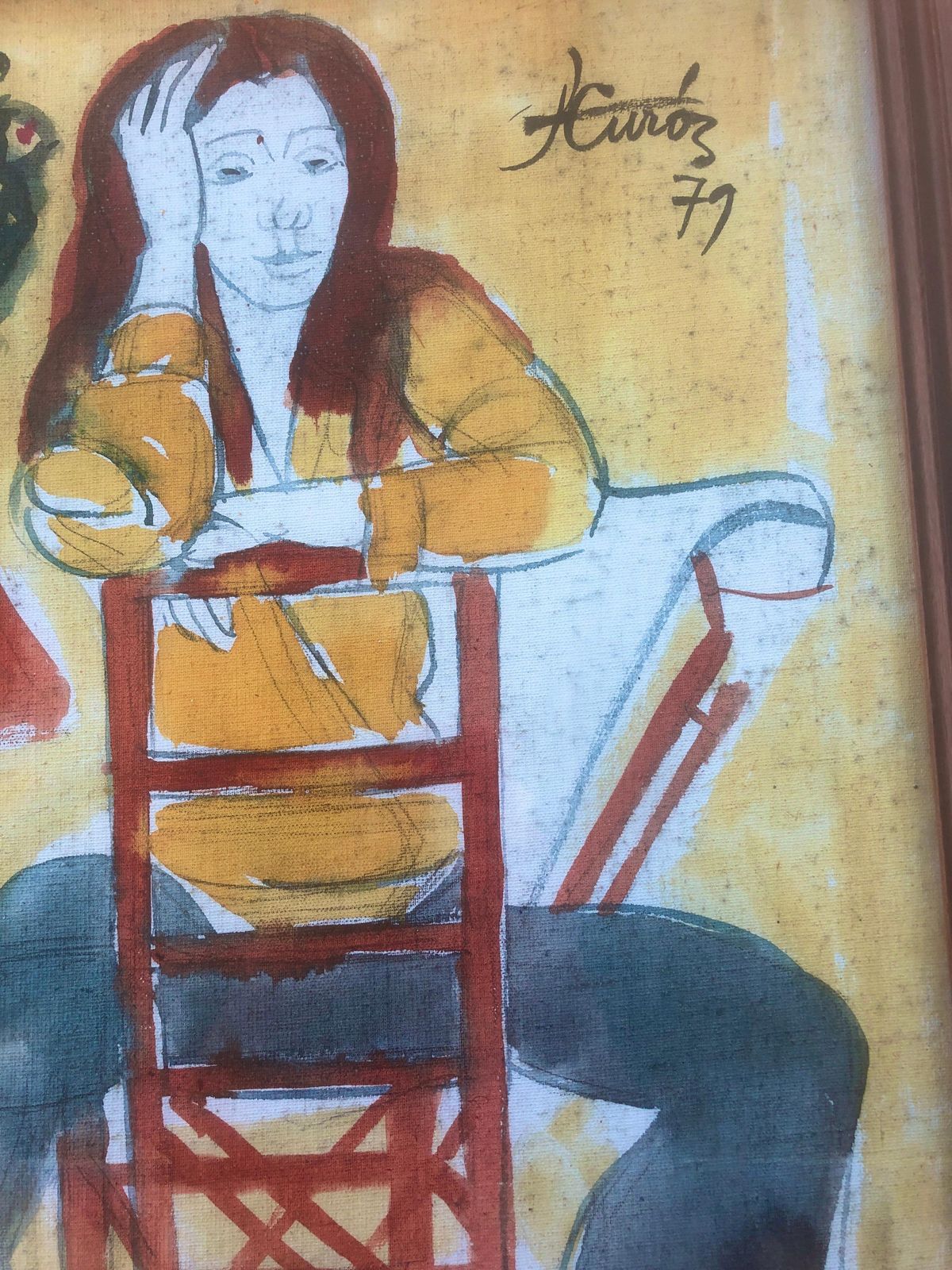 Portrait d'une femme assise, école de Barcelone, Jordi Curos, moderne fauvist espagnol, 1979 photo for sale
