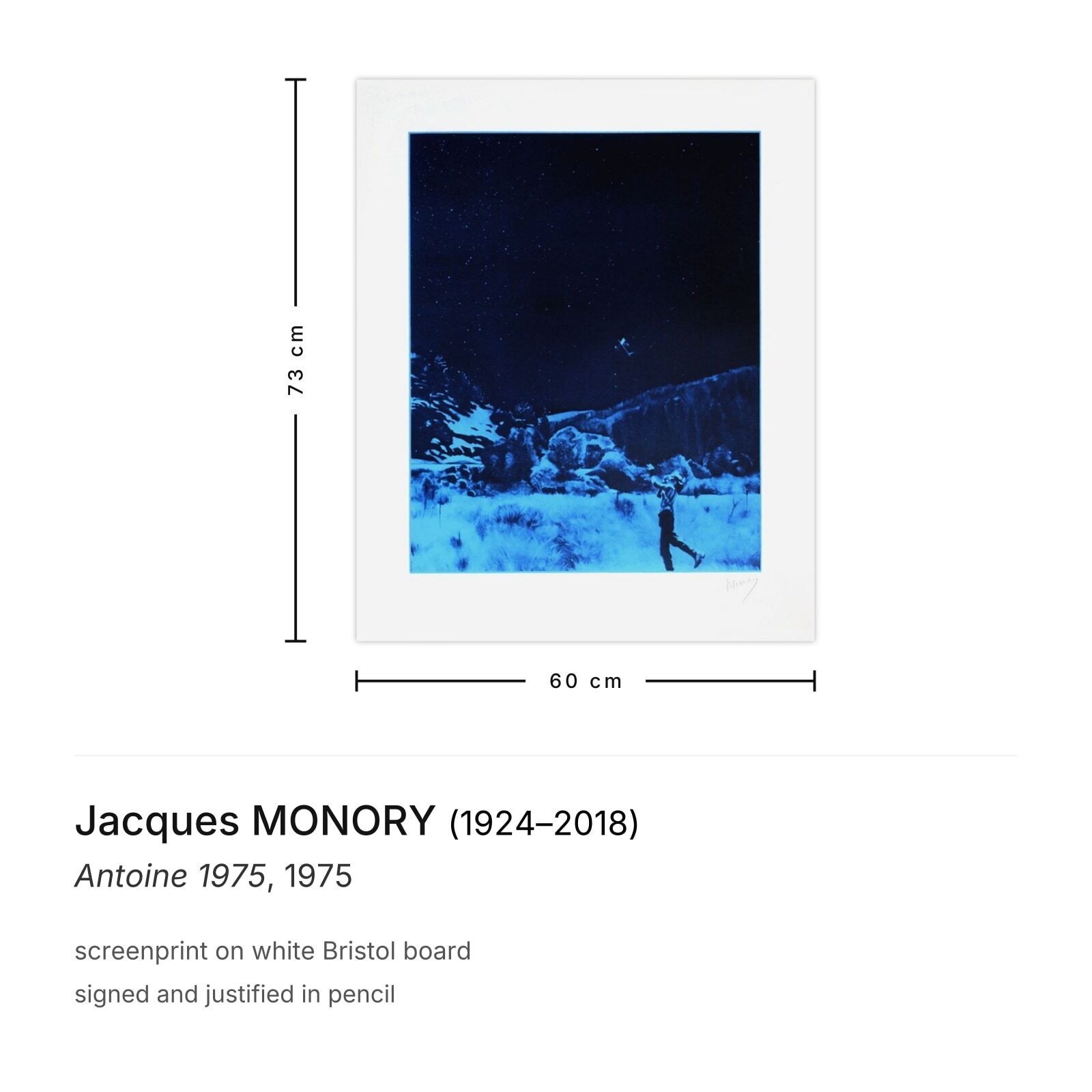 Sérigraphie signée Jacques Monory, Antoine 1975 photo furniture