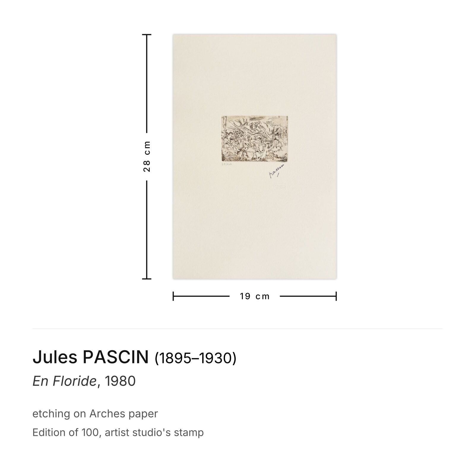 Eau-forte Jules Pascin En Floride 1980 photo furniture