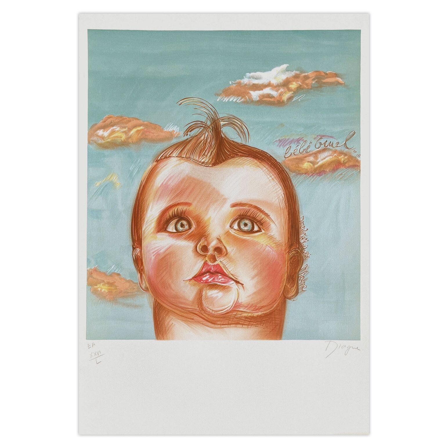 Diagne Chanel Signed Lithograph Bébé Cruel 1988