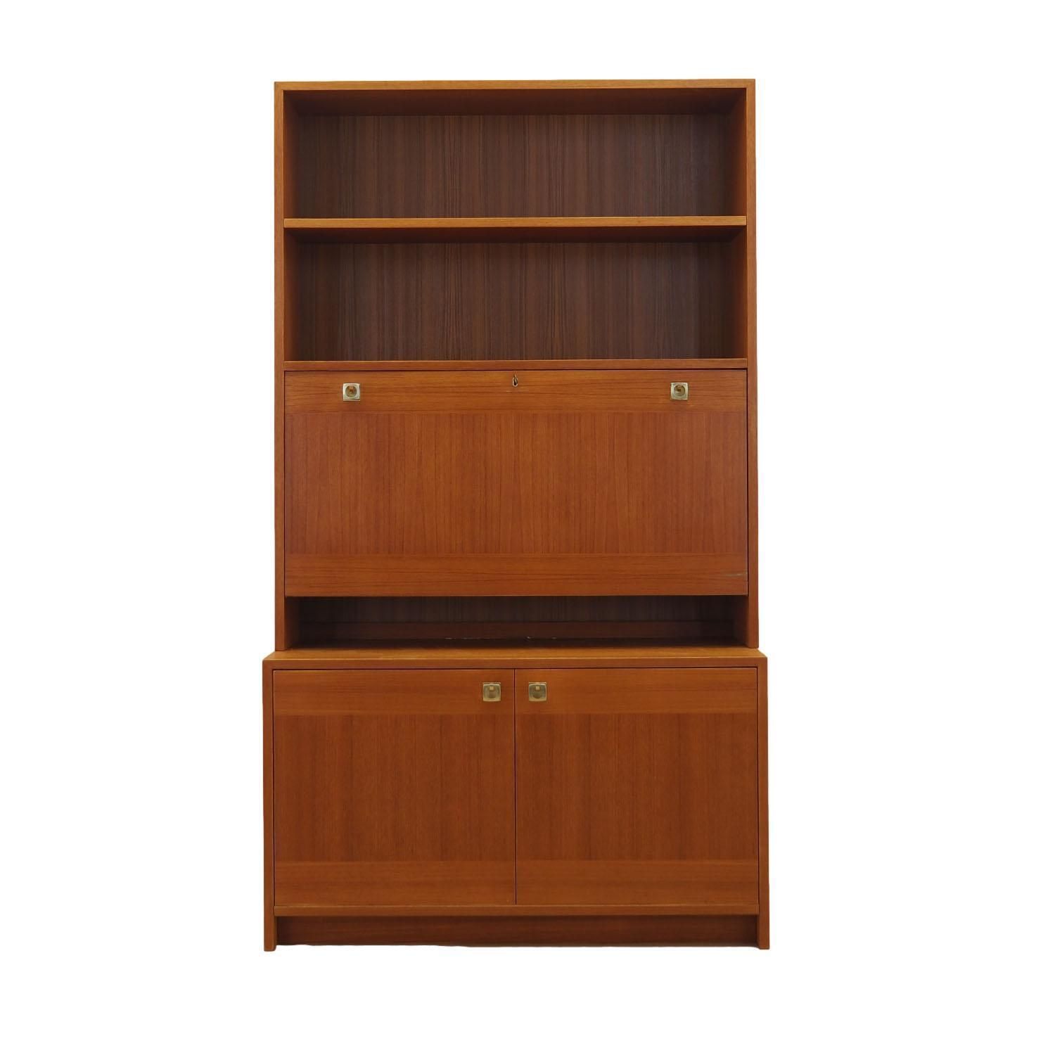 Deens teakhouten kastensysteem met verlichte barkaast, jaren 1970, Danish Modern