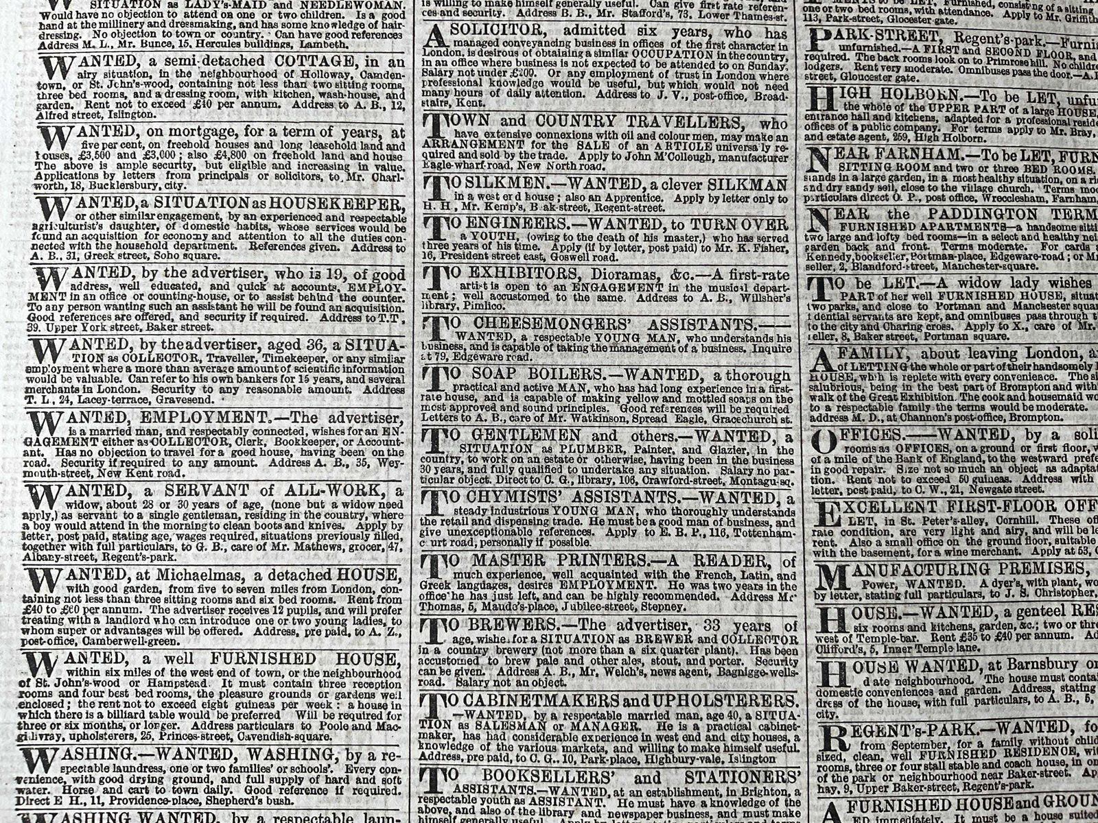 The Times Newspaper augustus 1851, complete maandreeks, Victoriaanse dagbladen met supplementen photo buy