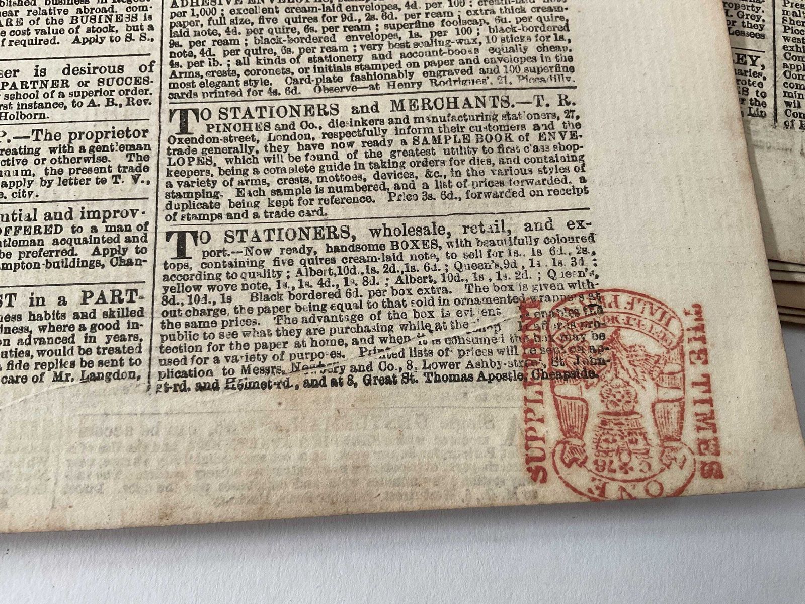 photo for sale The Times Newspaper augustus 1851, complete maandreeks, Victoriaanse dagbladen met supplementen