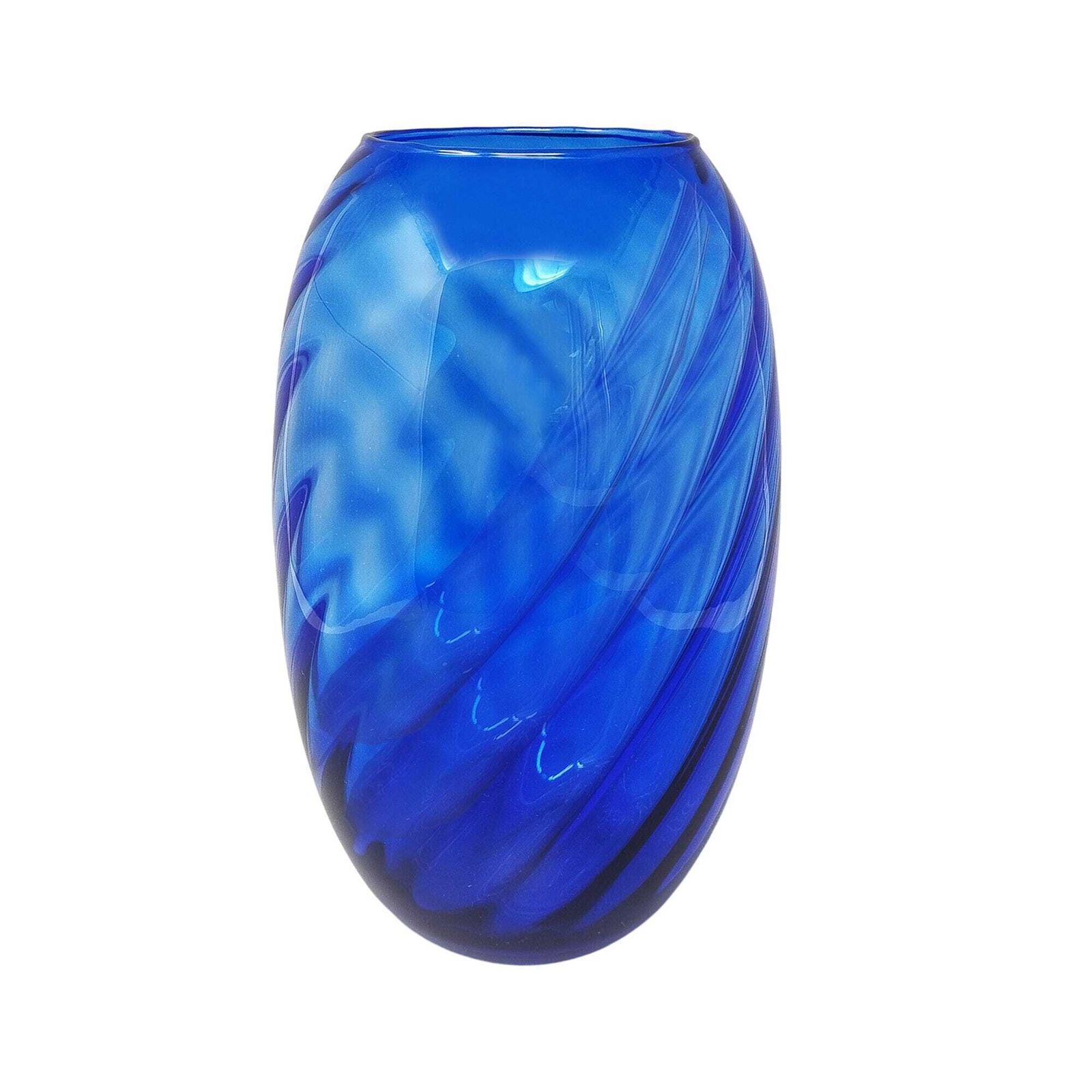 1970s Gorgeous Large Blue Vase By Ind. Vetraria Valdarnese. Made In Italy