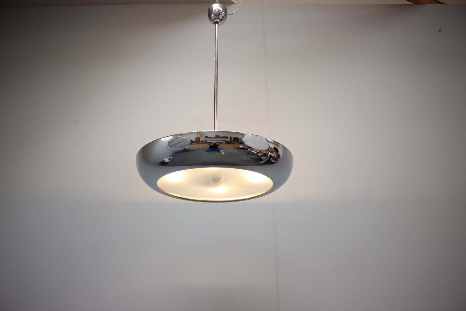 Bauhaus Ufo Pendant Lamp By Josef Hůrka For Napako, Czechoslovakia, 1930s photo for sale