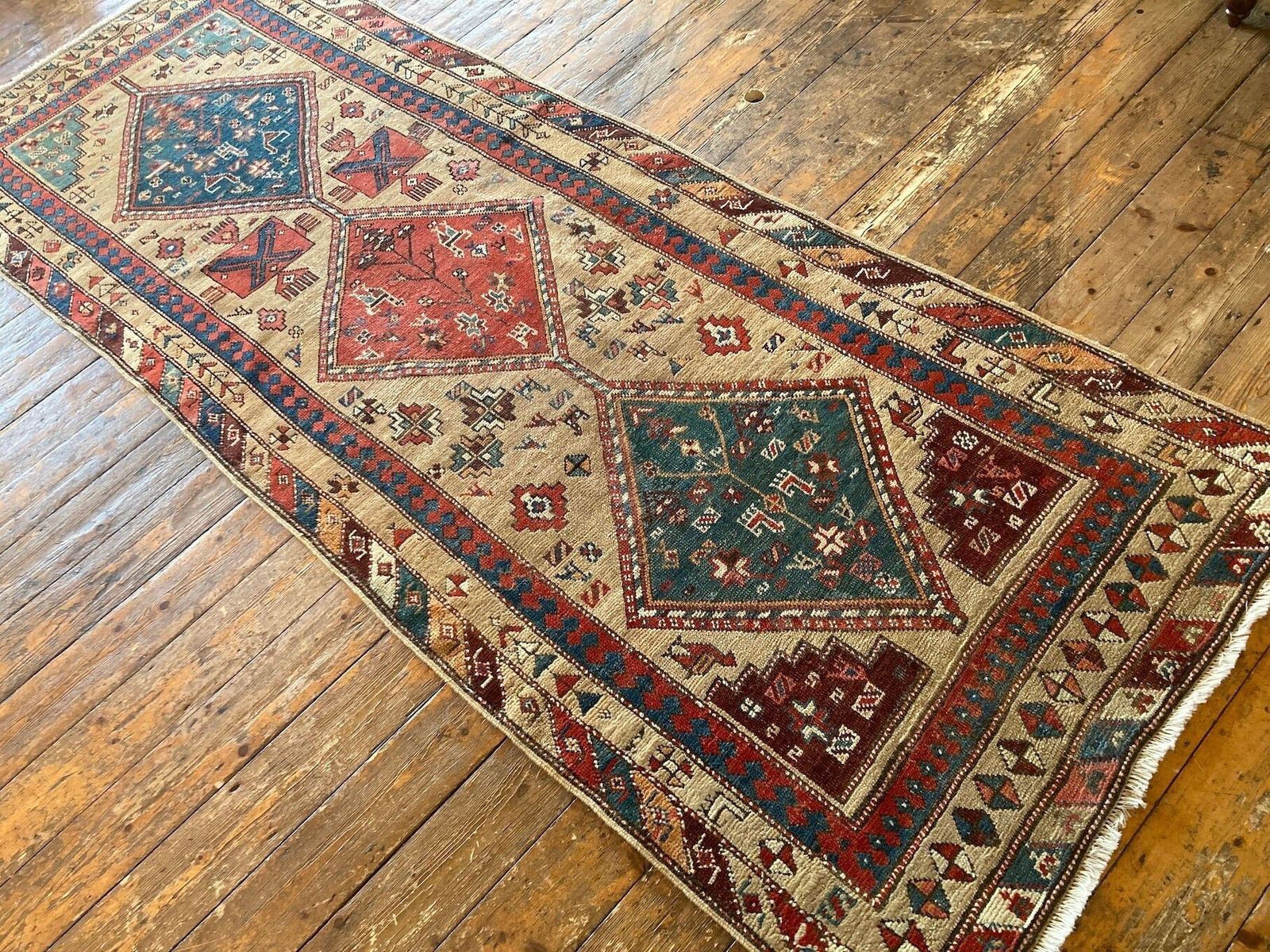 Antiek Anatolisch loperkleed 2,89 m x 1,04 m photo Textiel