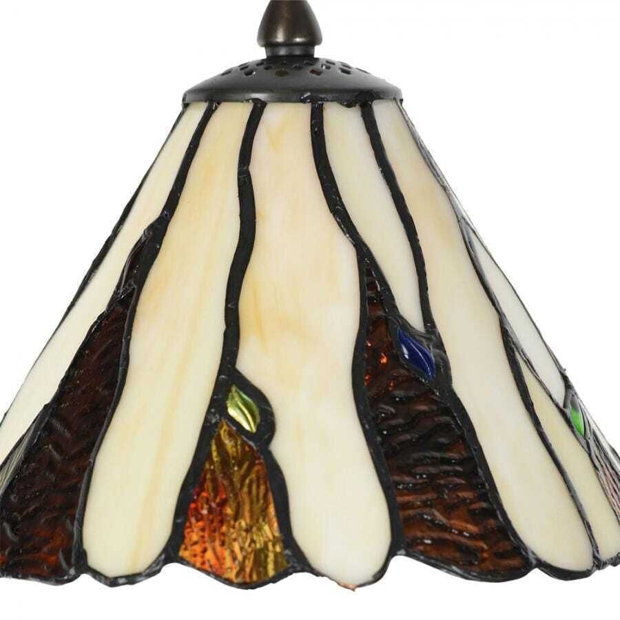 Elegante art deco Tiffany-stijl tafellamp, beige en bruin glas, 20 x 60 cm, klassieke verlichting voor thuis photo 299.0