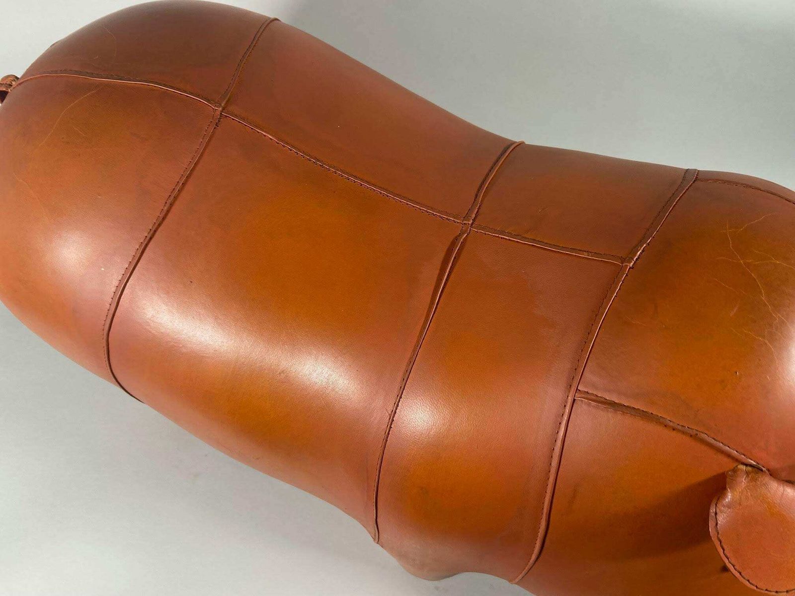 Vintage Dimitri Omersa Style Skin Footstool 1970 Handmade Hippo photo 677.0