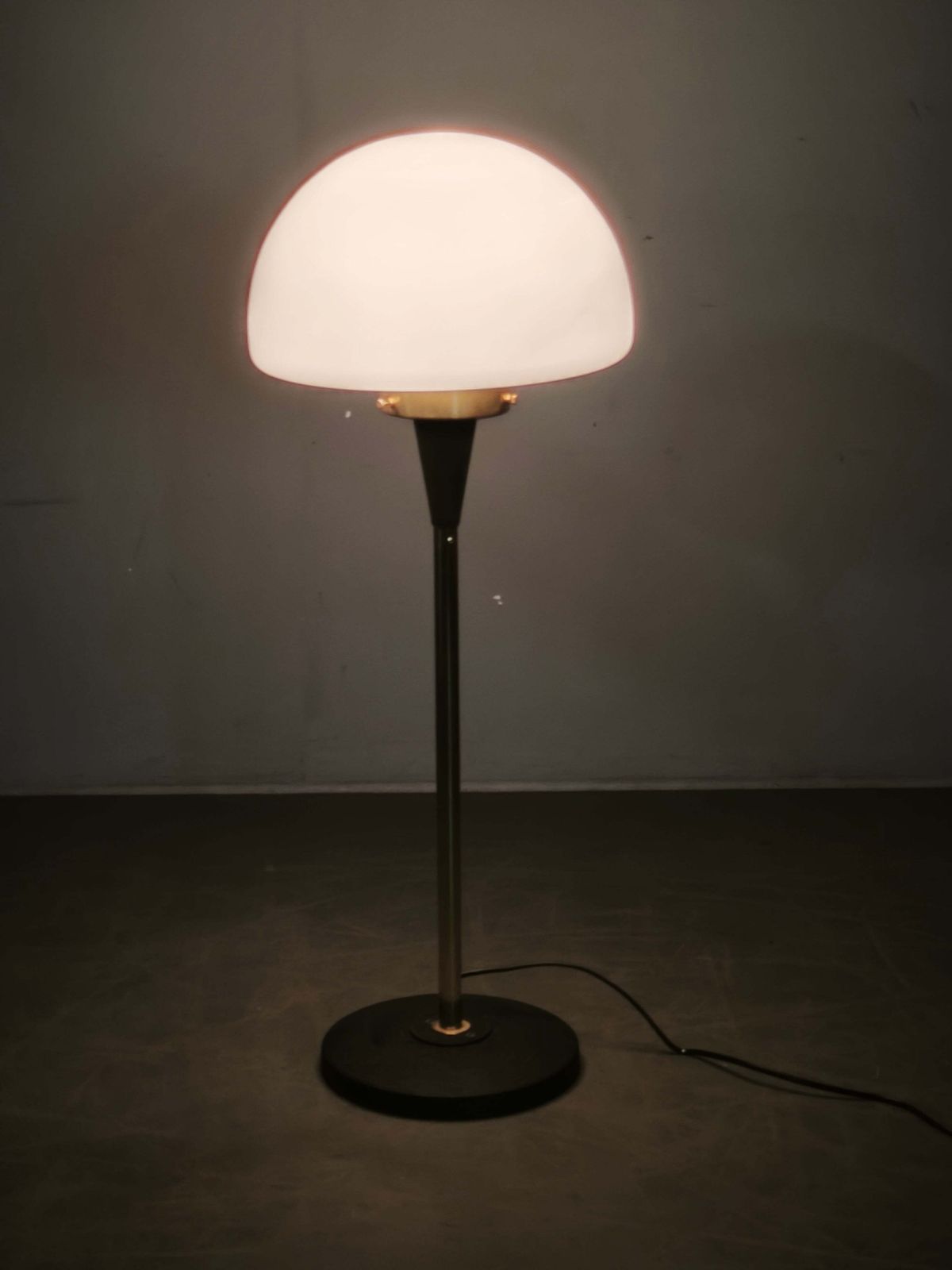 1960s Lidokov Space Age Brass And Opaline Glass Floor Lamp photo Lighting
