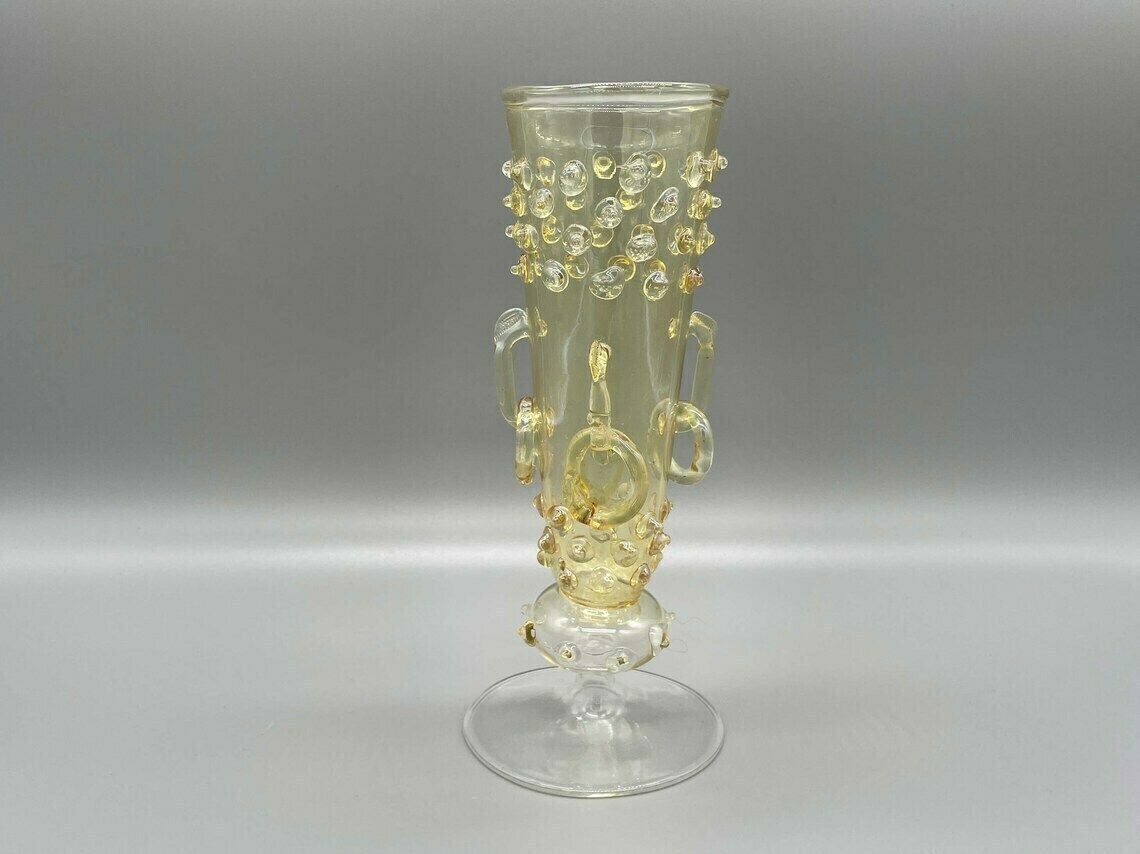 Coupe à boutons ou calice en verre soufflé bouche de Murano, Art Déco, vers 1930 photo for sale