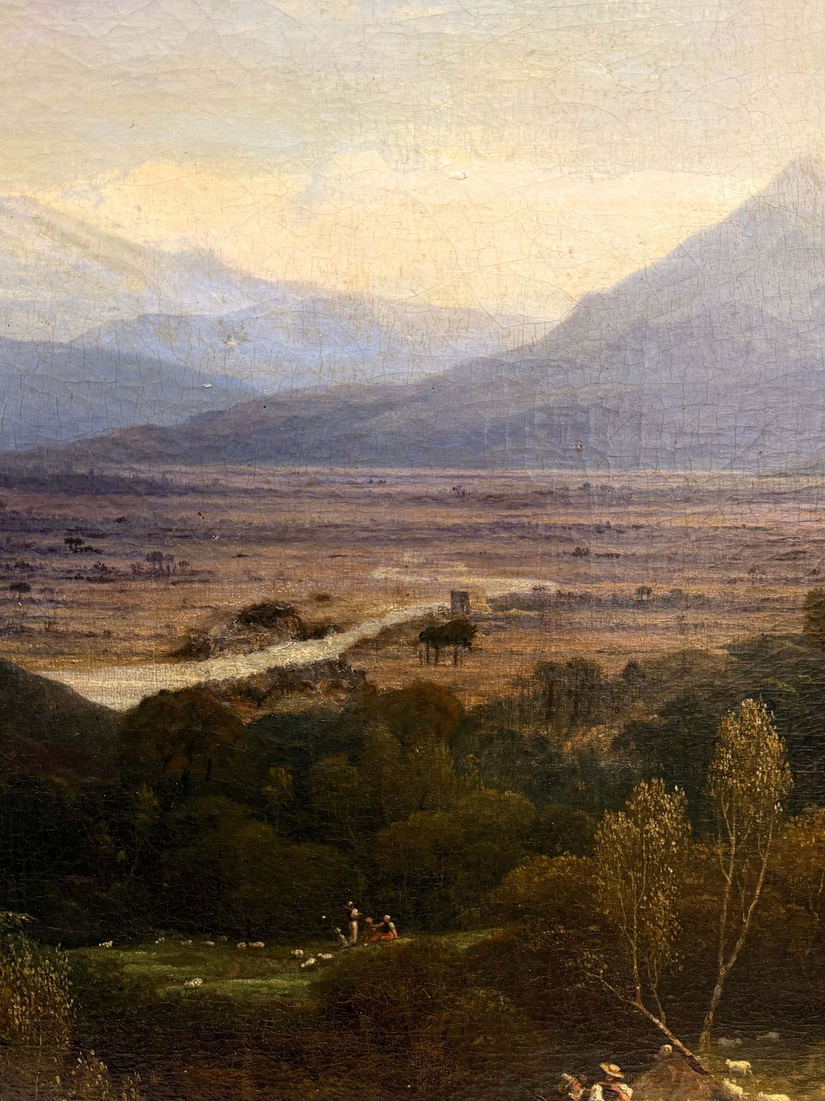 Fine Victorian Painting Figures Resting In Expansive Highland Mountain Landscape photo vinterior