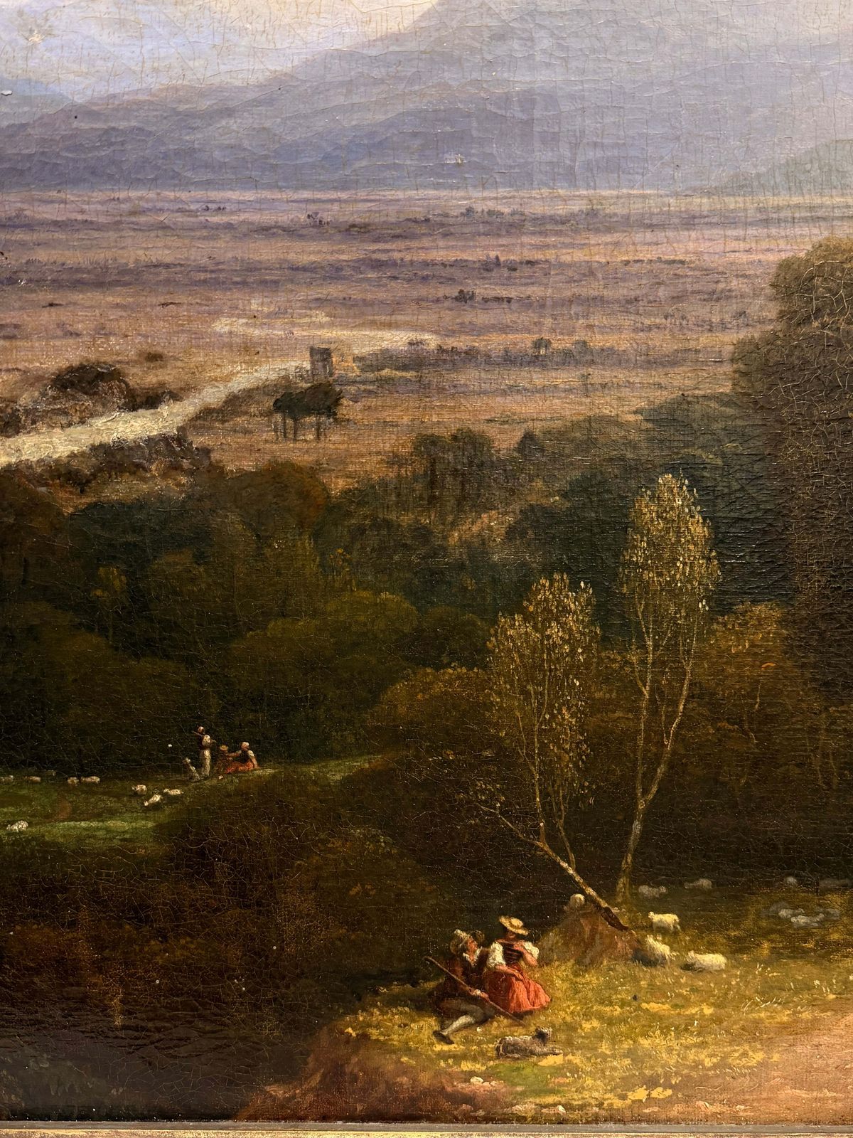 Fine Victorian Painting Figures Resting In Expansive Highland Mountain Landscape photo buy