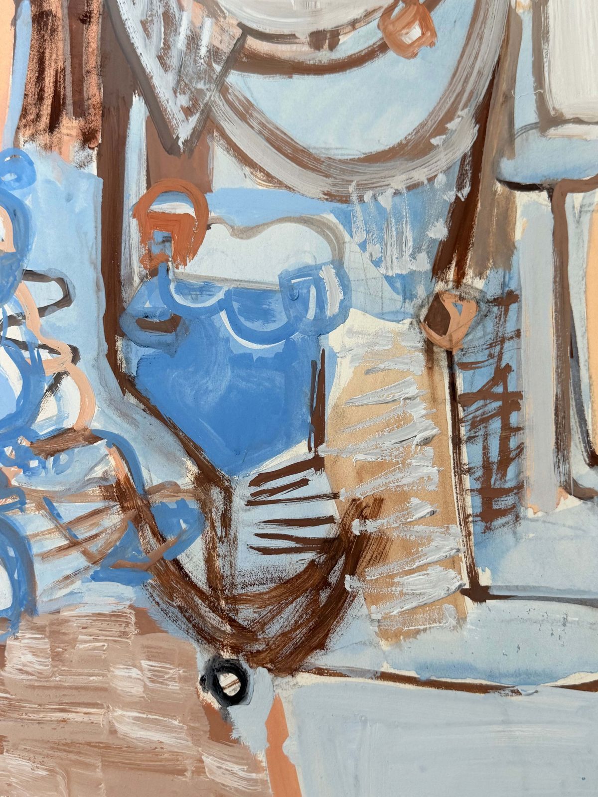 Figure cubiste dans un marché abstrait, gouache moderniste française, années 1950 photo 586.0