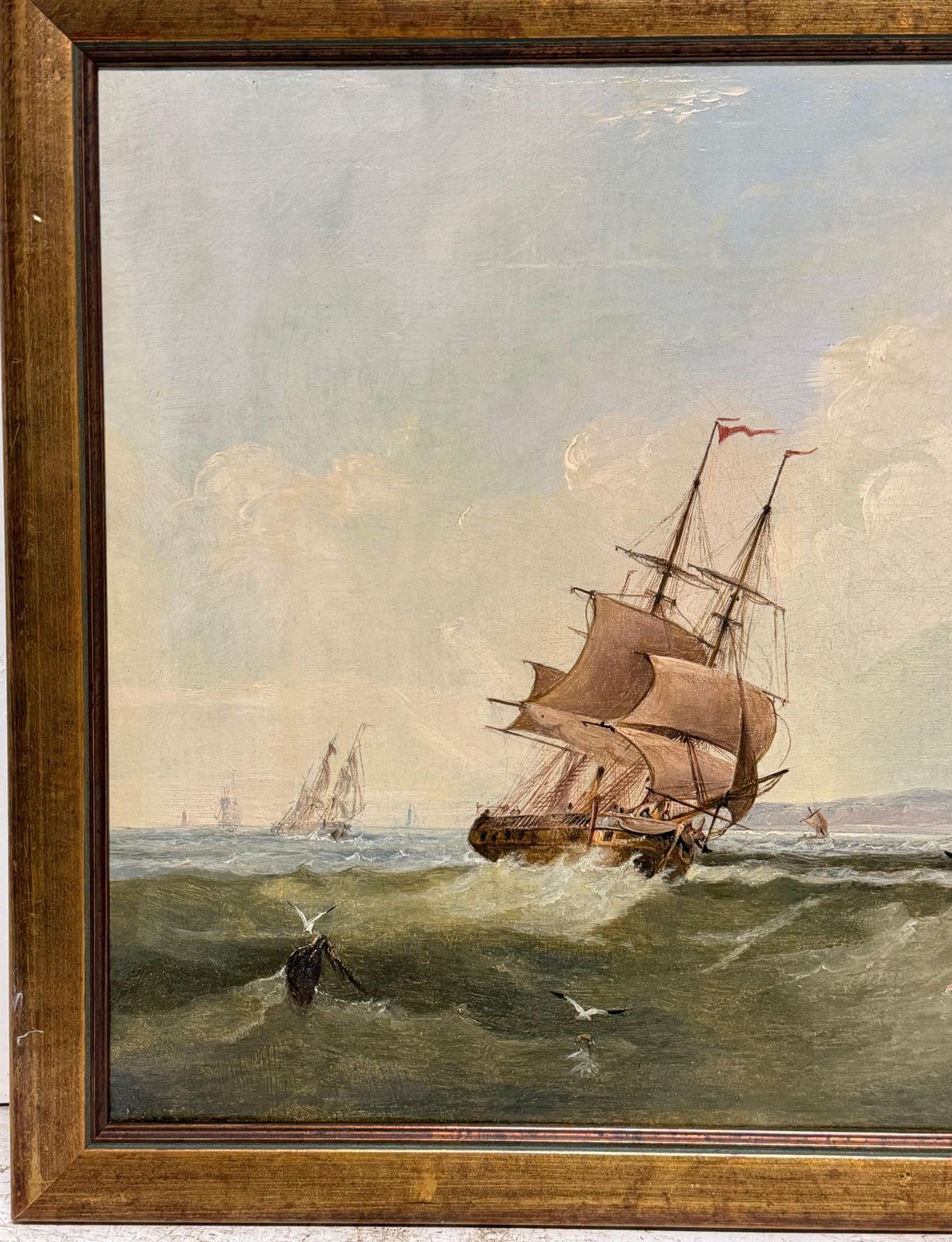 Peinture marine britannique du XIXe siècle, voiliers au large de Tynemouth Priory & Castle photo vinterior