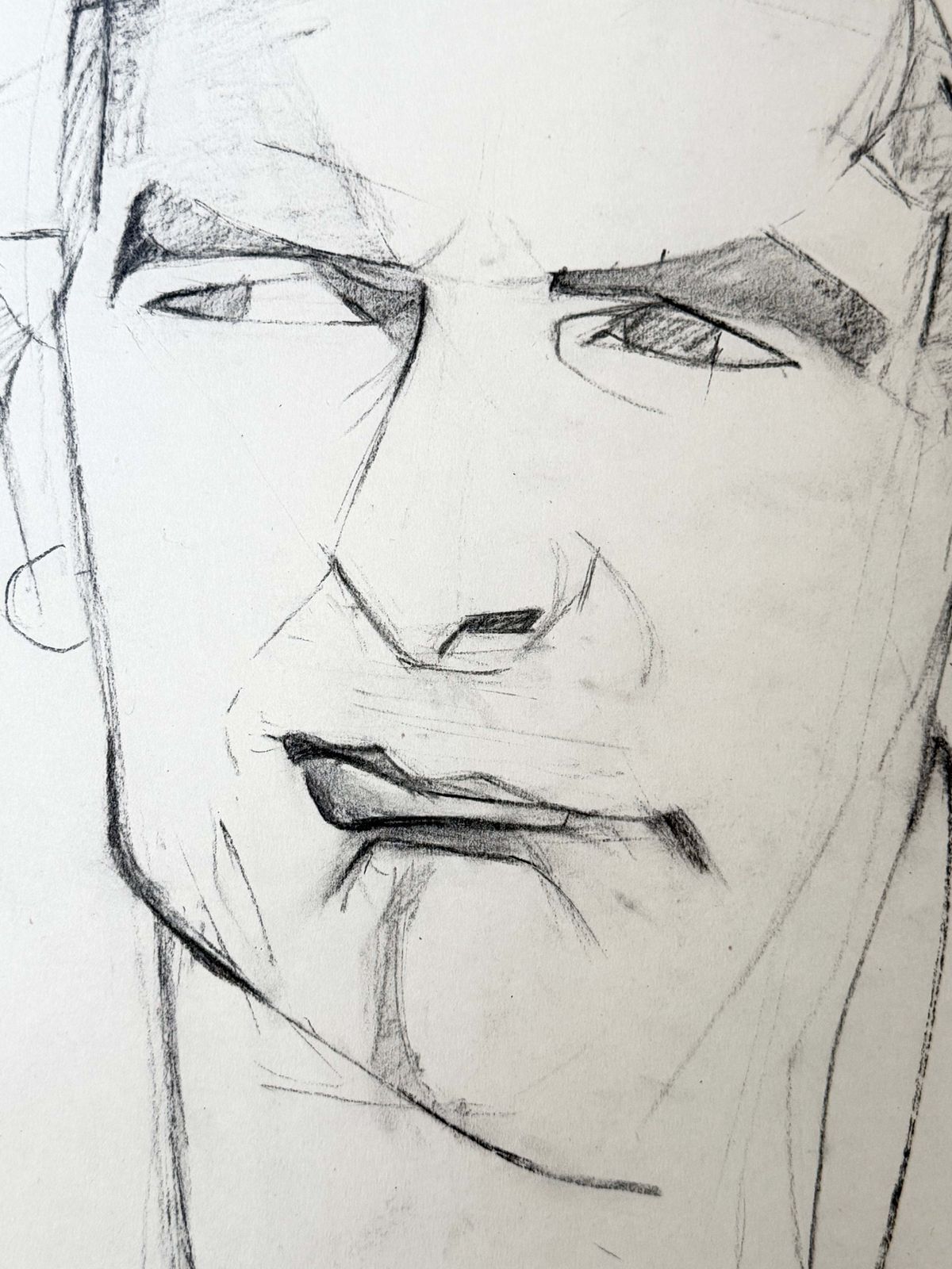 Portrait d'un gentleman, dessin au crayon moderniste cubiste français photo 403.0