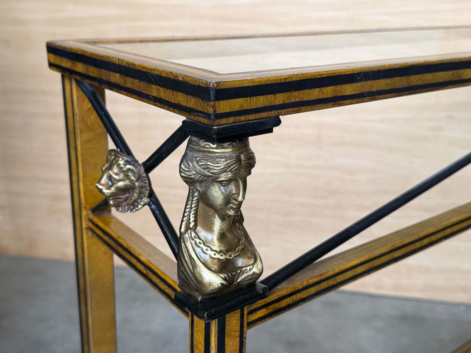 Console néoclassique en laiton, acier et verre dans le style Maison Jansen, France, vers 1960 photo buy