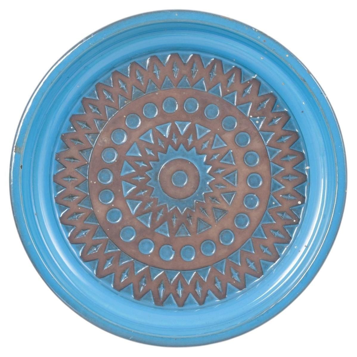Mari Simmulson, Upsala Ekeby. Coupe ronde à décor géométrique en relief, années 1960